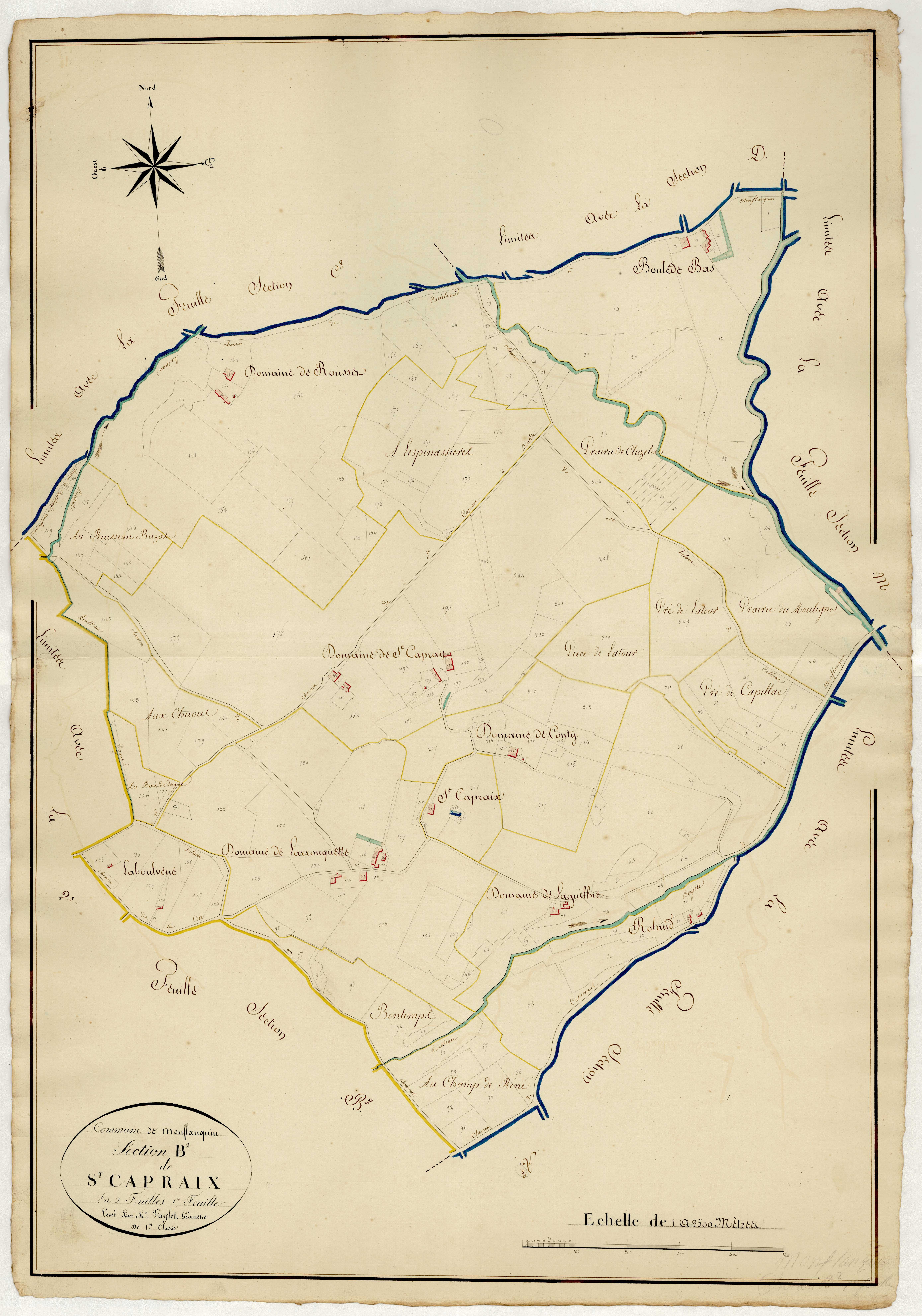 Plan napoléonien, atlas-B2, 1ère feuille Saint-Capraix, Monflanquin