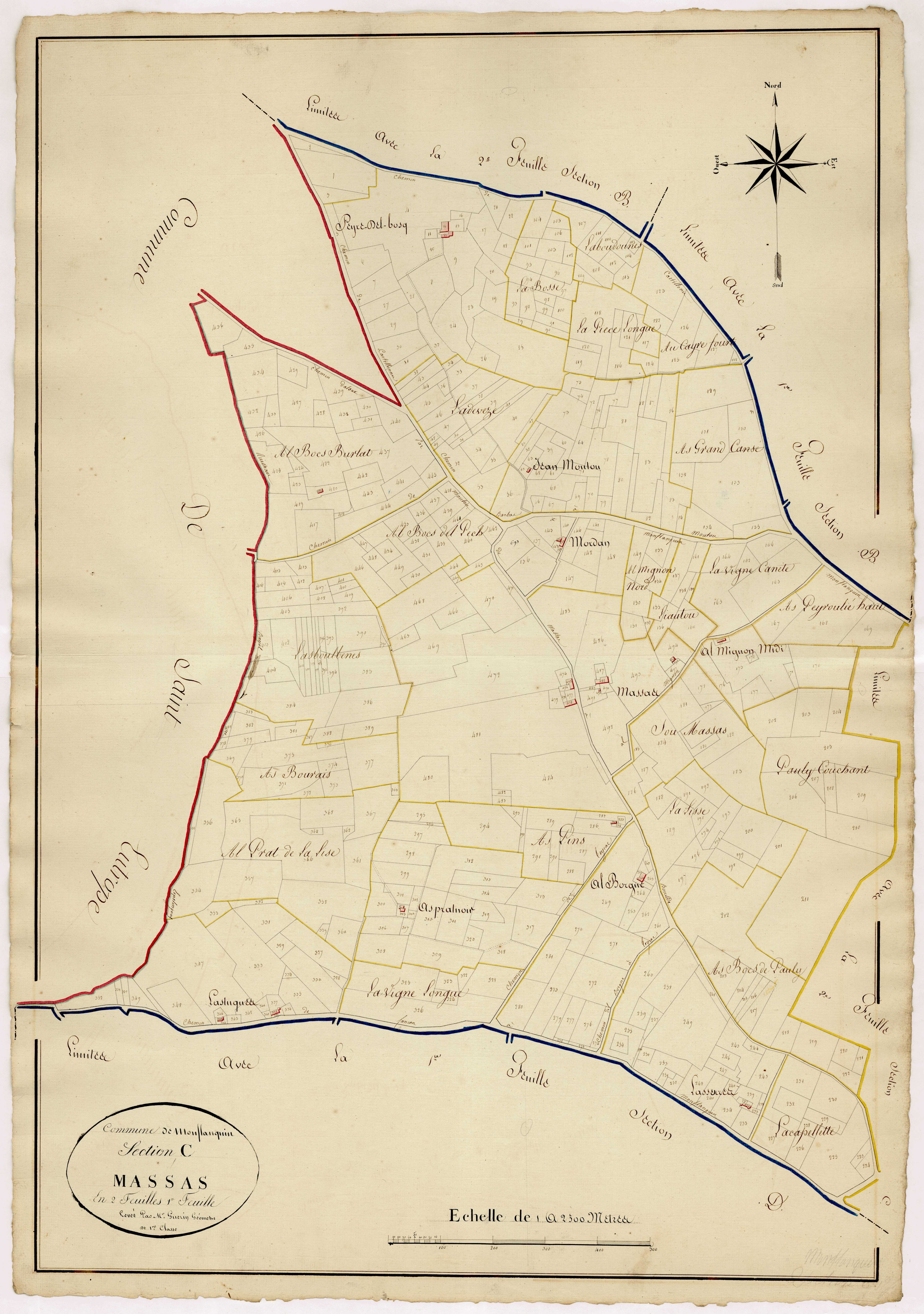 Plan napoléonien, atlas-C1, 1ère feuille Massas, Monflanquin