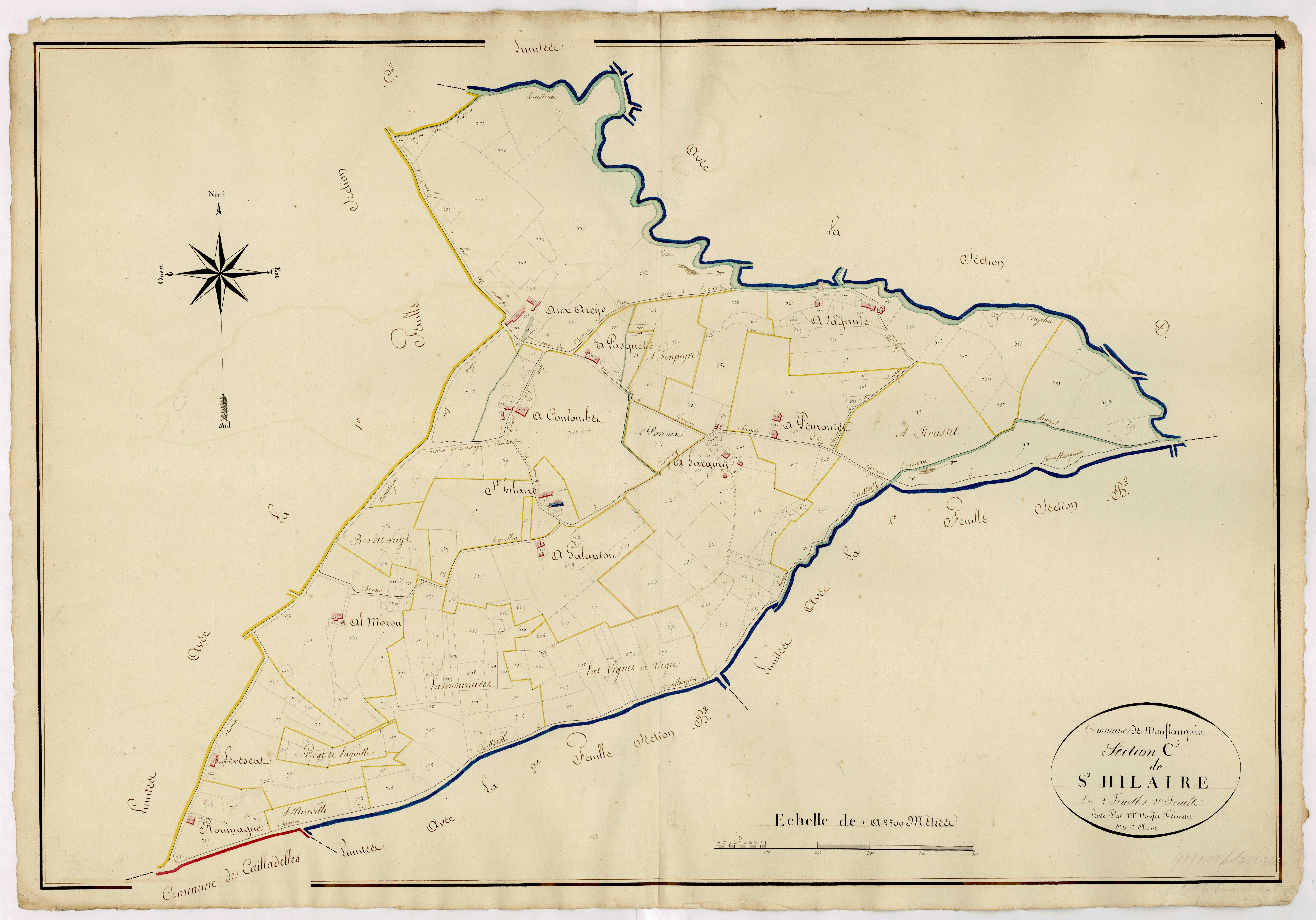 Plan napoléonien, atlas-C2, 2ème feuille Saint-Hilaire, Monflanquin