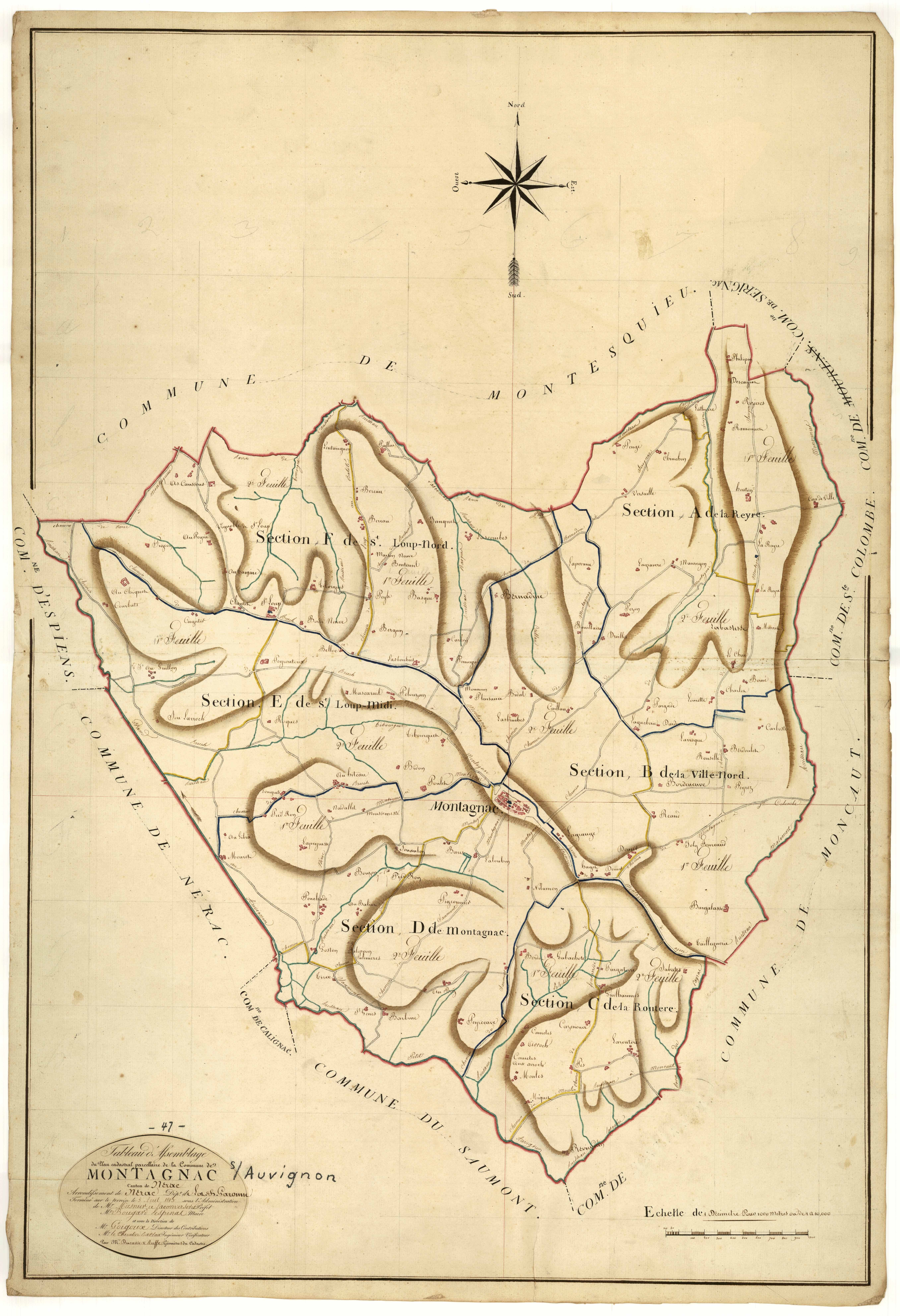 Plan napoléonien, atlas-TA, Montagnac-sur-Auvignon