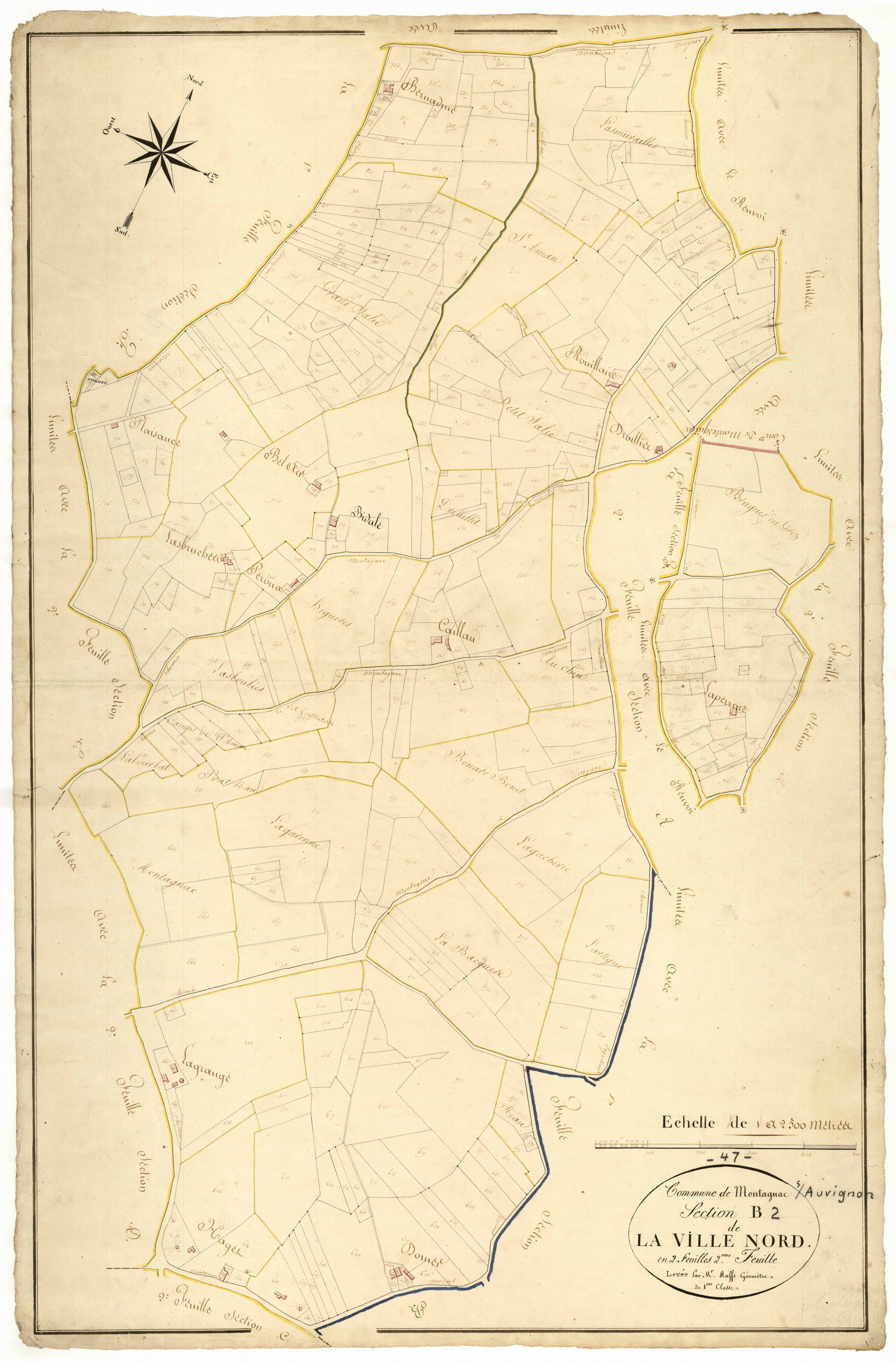 Plan napoléonien, atlas-B2 La Ville-Nord, Montagnac-sur-Auvignon