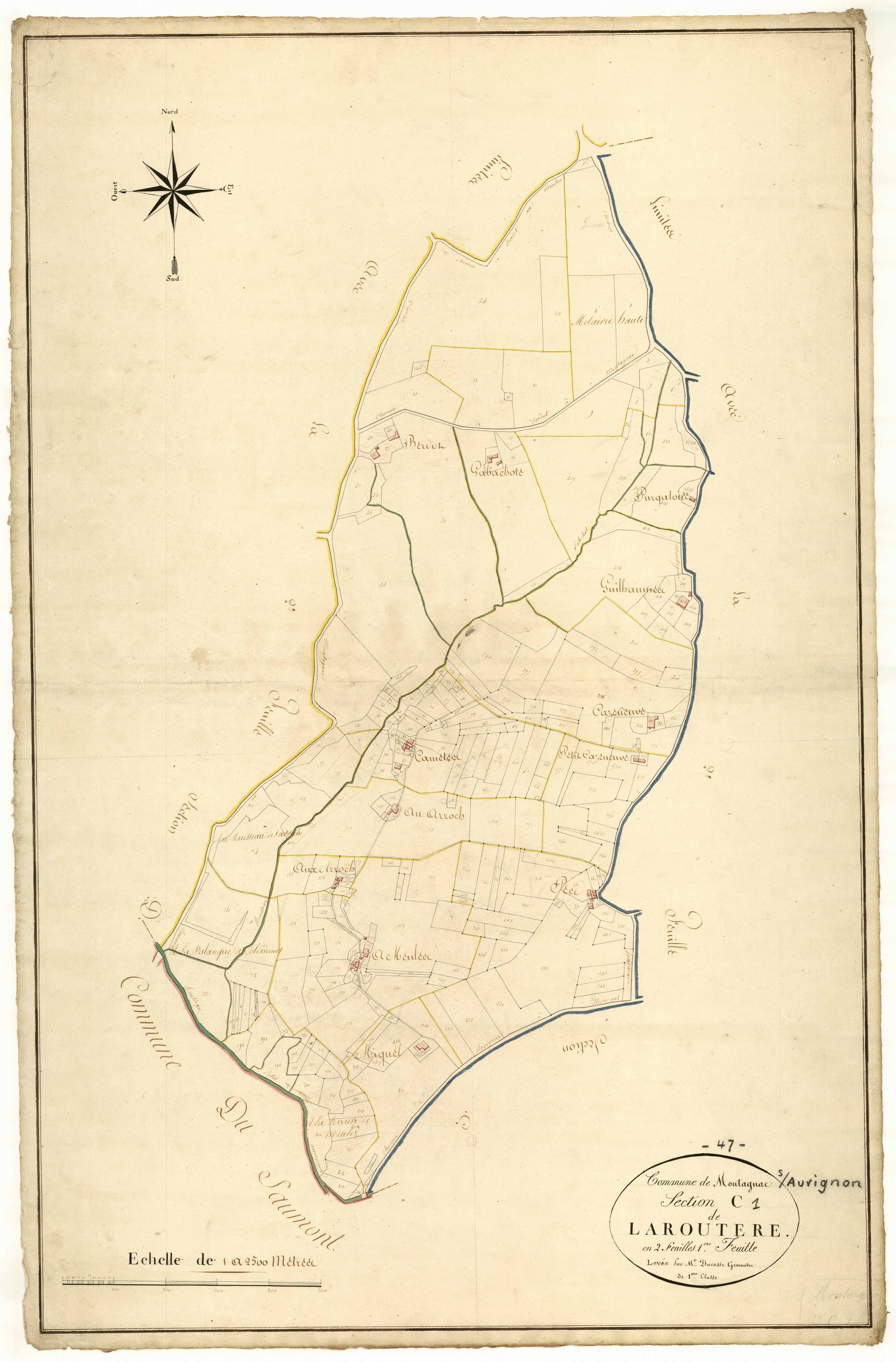 Plan napoléonien, atlas-C1 Laroutère, Montagnac-sur-Auvignon