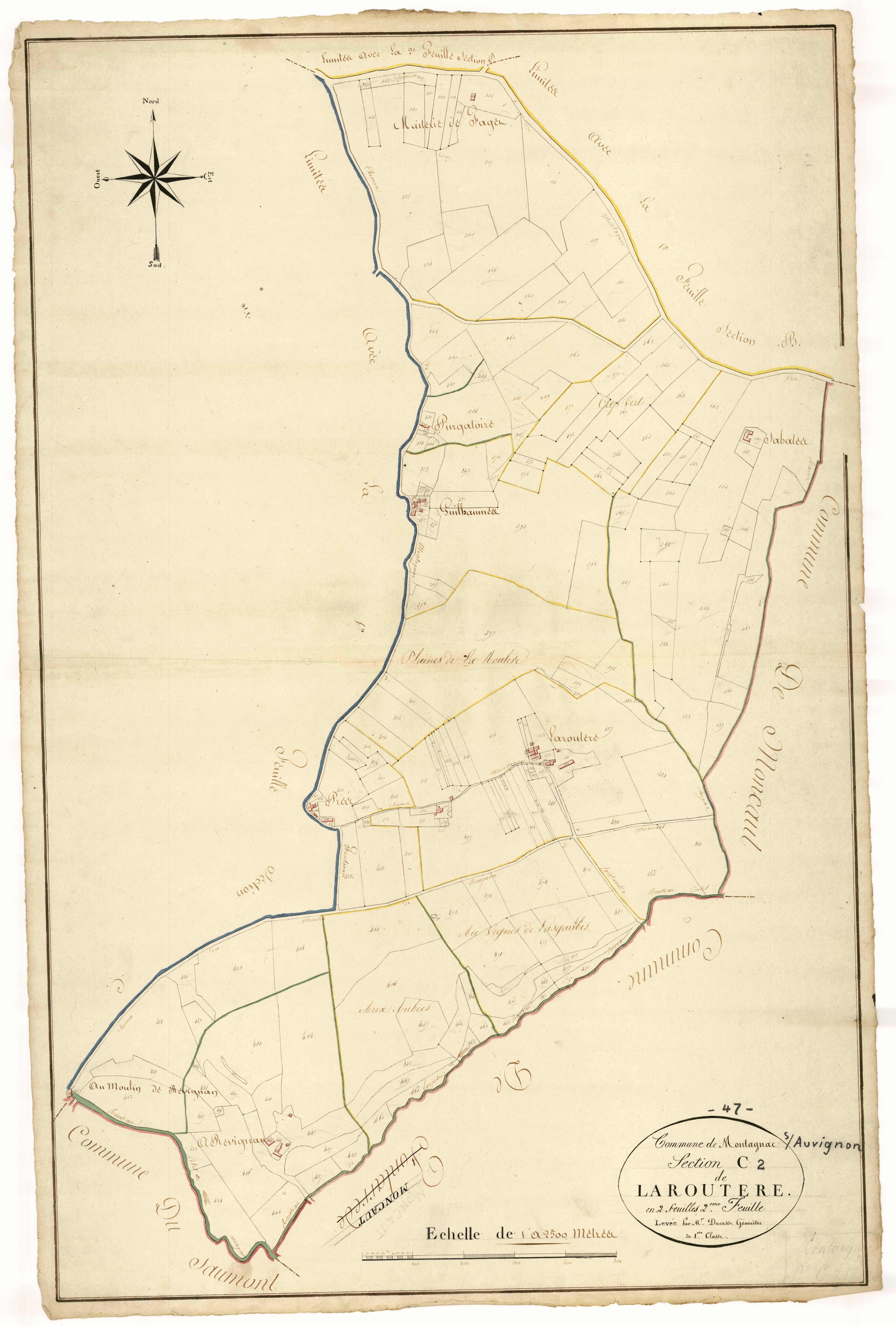 Plan napoléonien, atlas-C2 Laroutère, Montagnac-sur-Auvignon