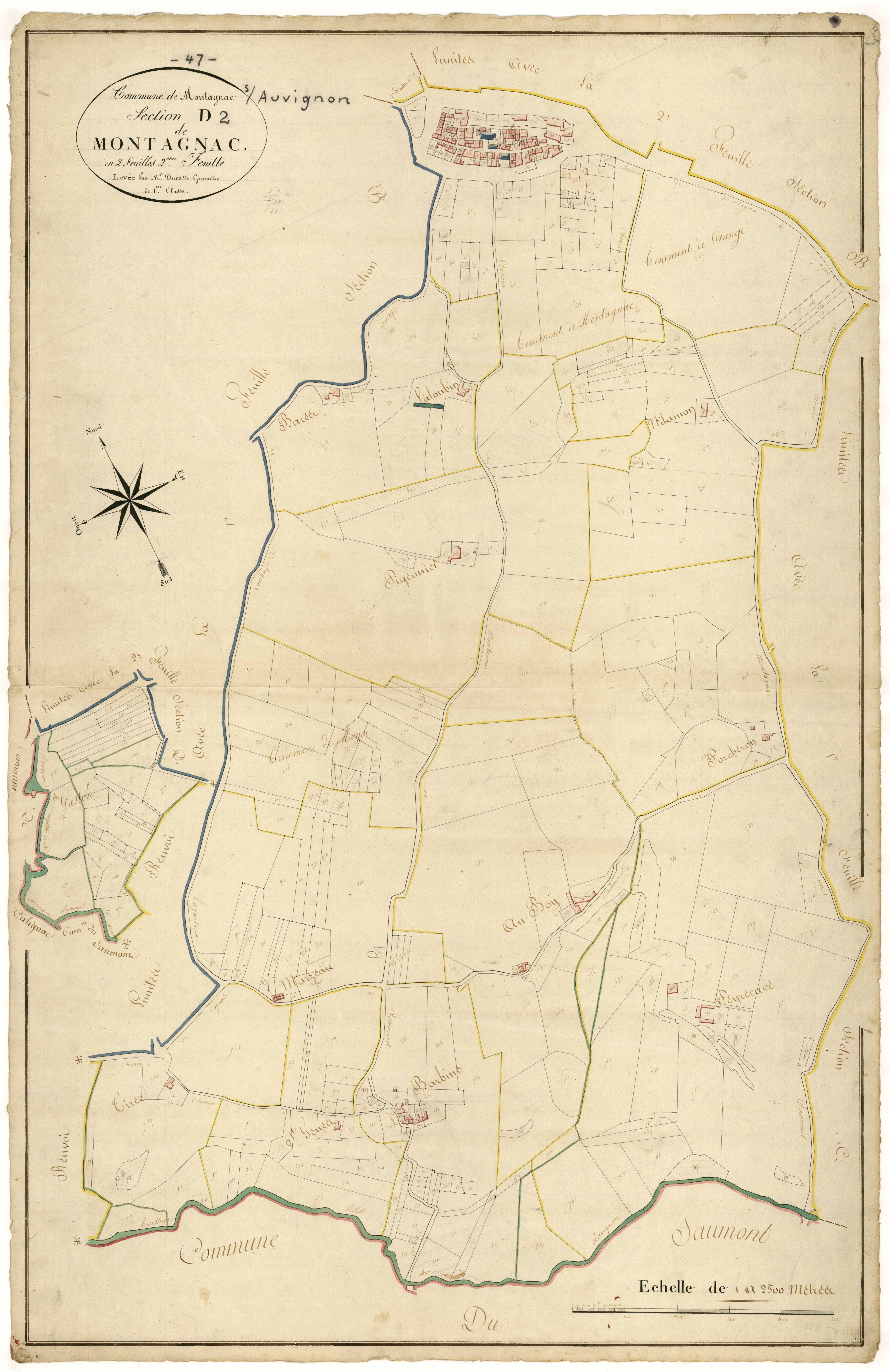 Plan napoléonien, atlas-D2 Montagnac, Montagnac-sur-Auvignon