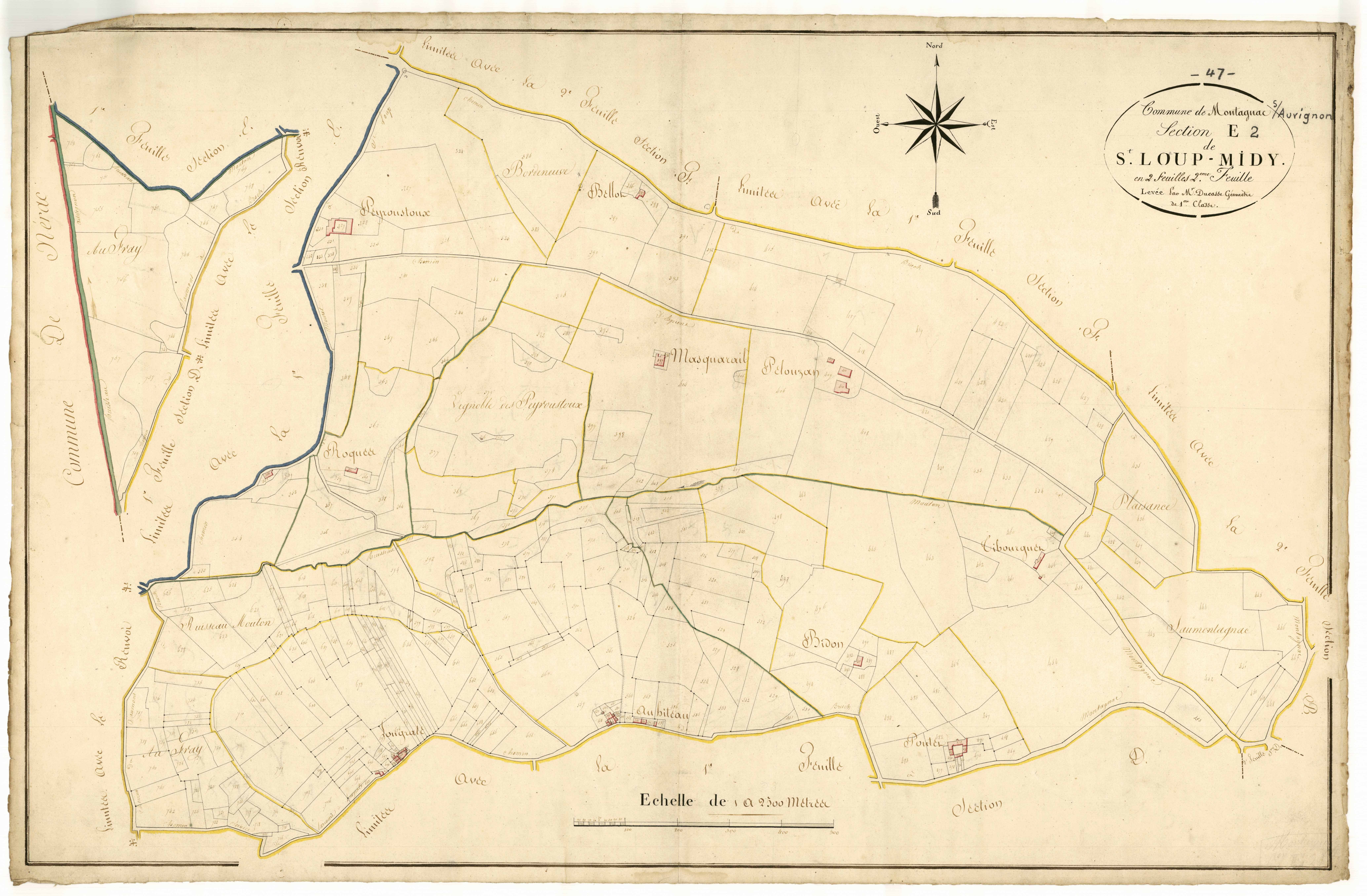 Plan napoléonien, atlas-E2 Saint-Loup-Midy, Montagnac-sur-Auvignon