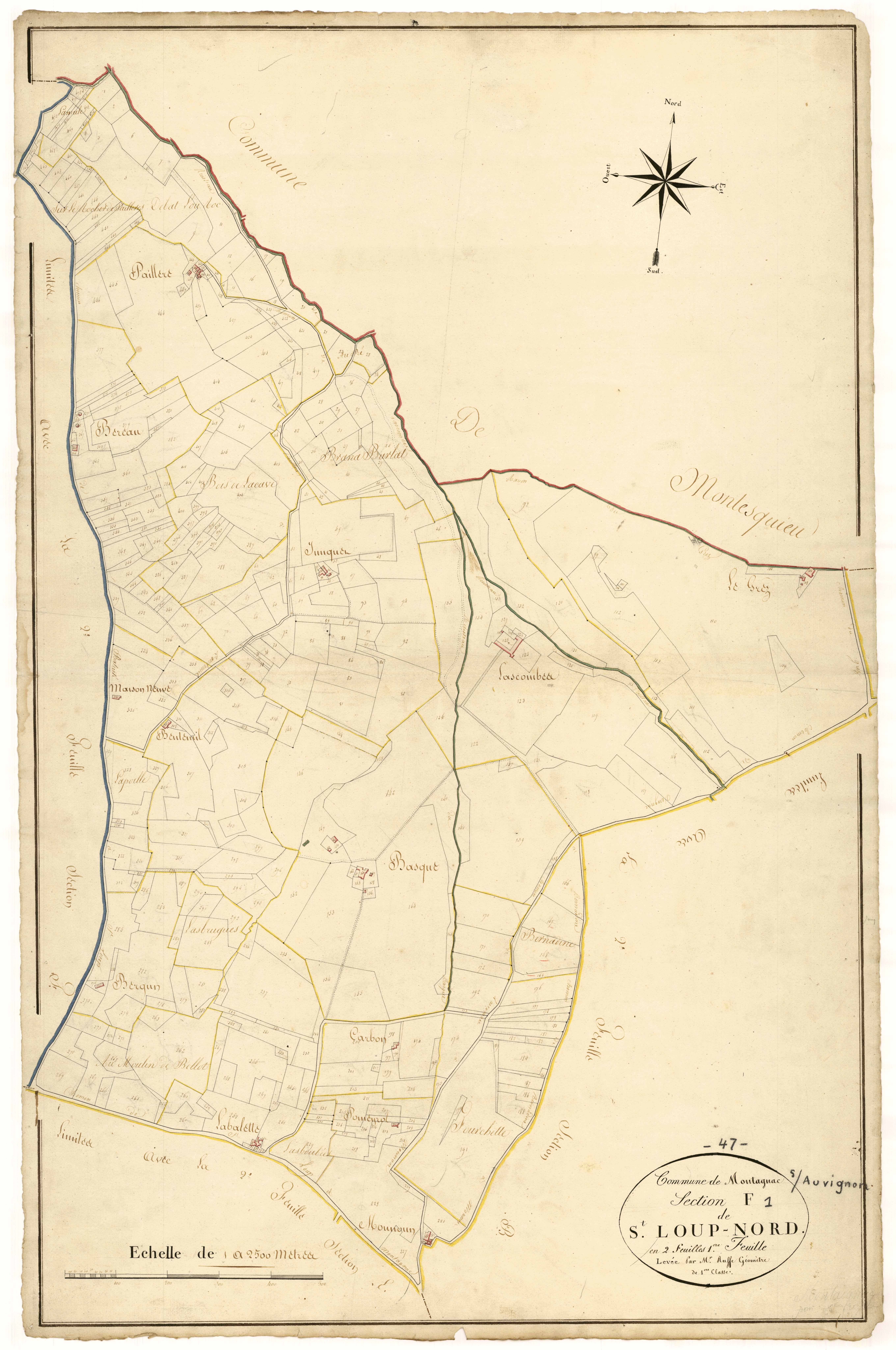 Plan napoléonien, atlas-F1 Saint-Loup-Nord, Montagnac-sur-Auvignon