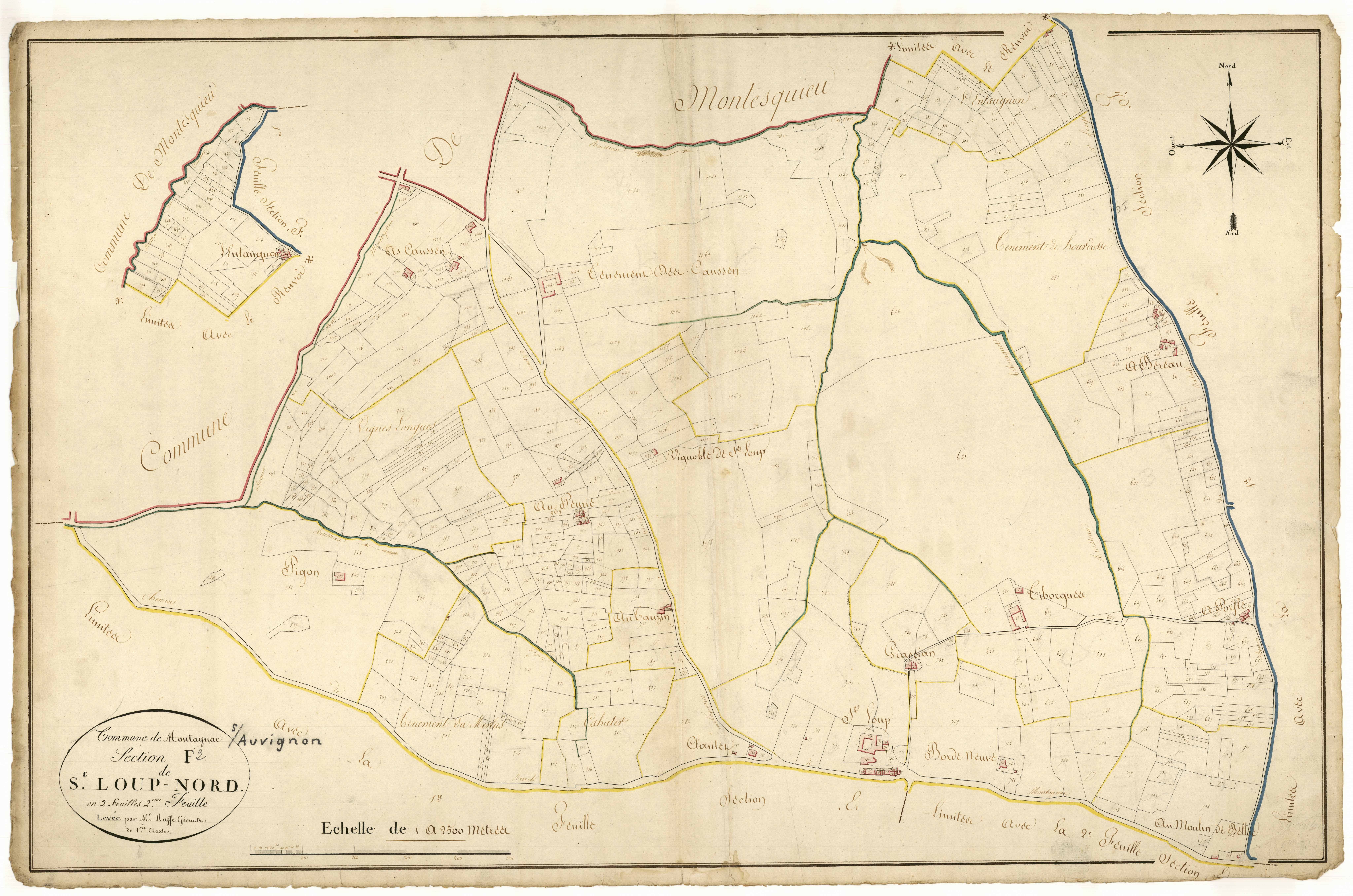 Plan napoléonien, atlas-F2 Saint-Loup-Nord, Montagnac-sur-Auvignon