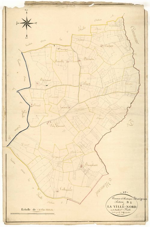 Plan napoléonien, atlas-B1 La Ville-Nord, Montagnac-sur-Auvignon