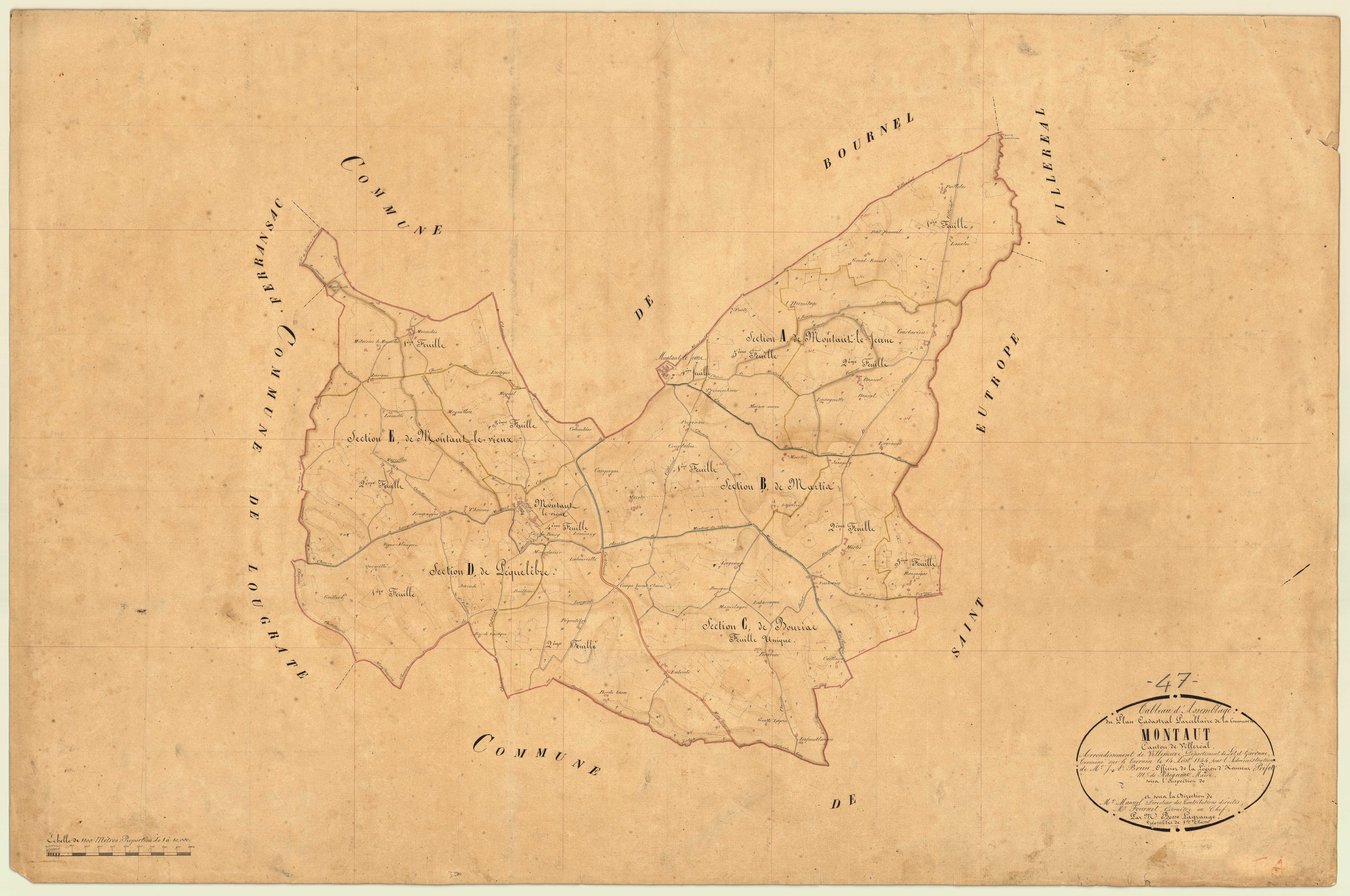 Plan napoléonien, feuille préparatoire-TA, Montaut