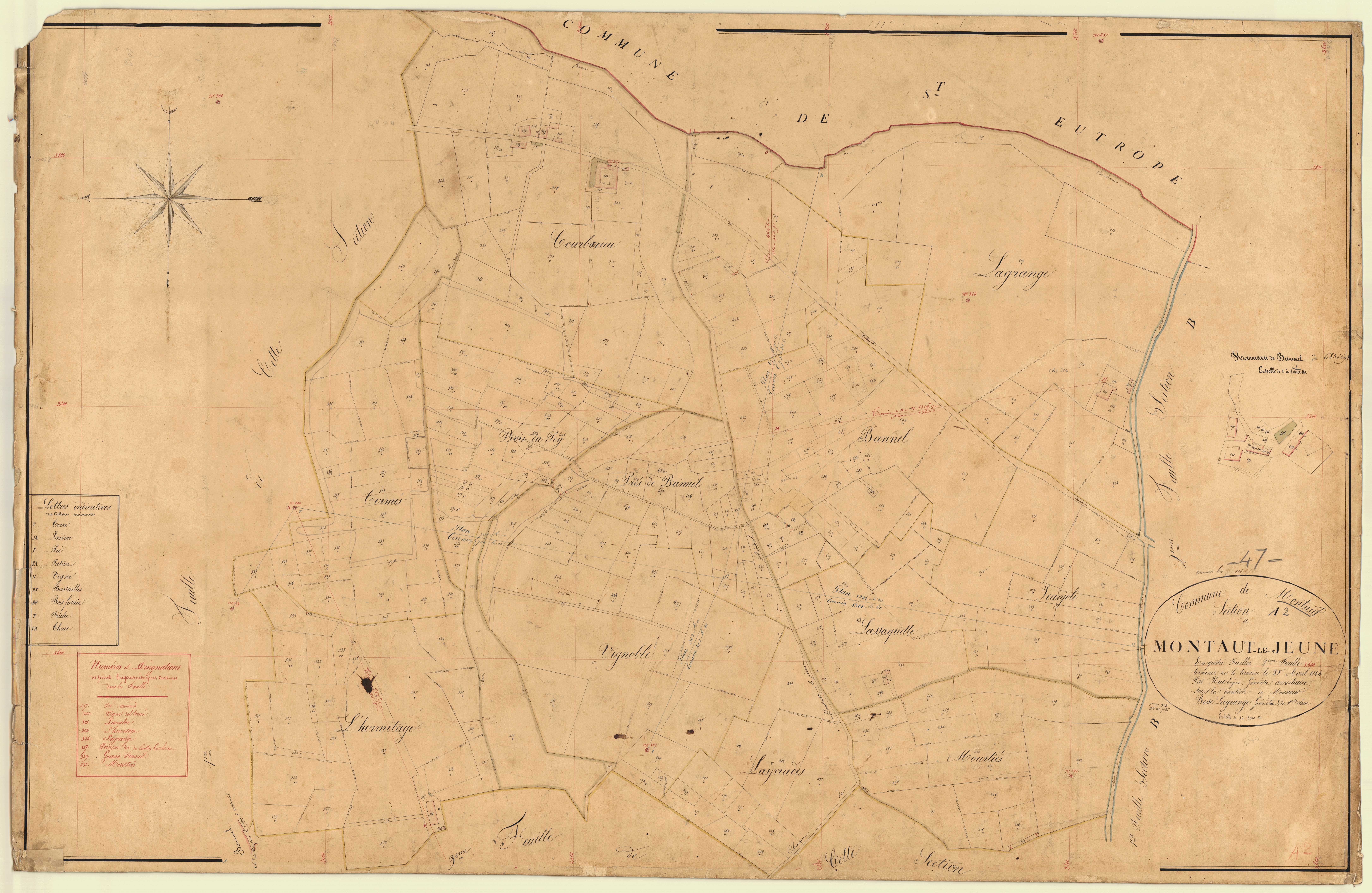 Plan napoléonien, feuille préparatoire-A2 Montaut-le-Jeune, Montaut
