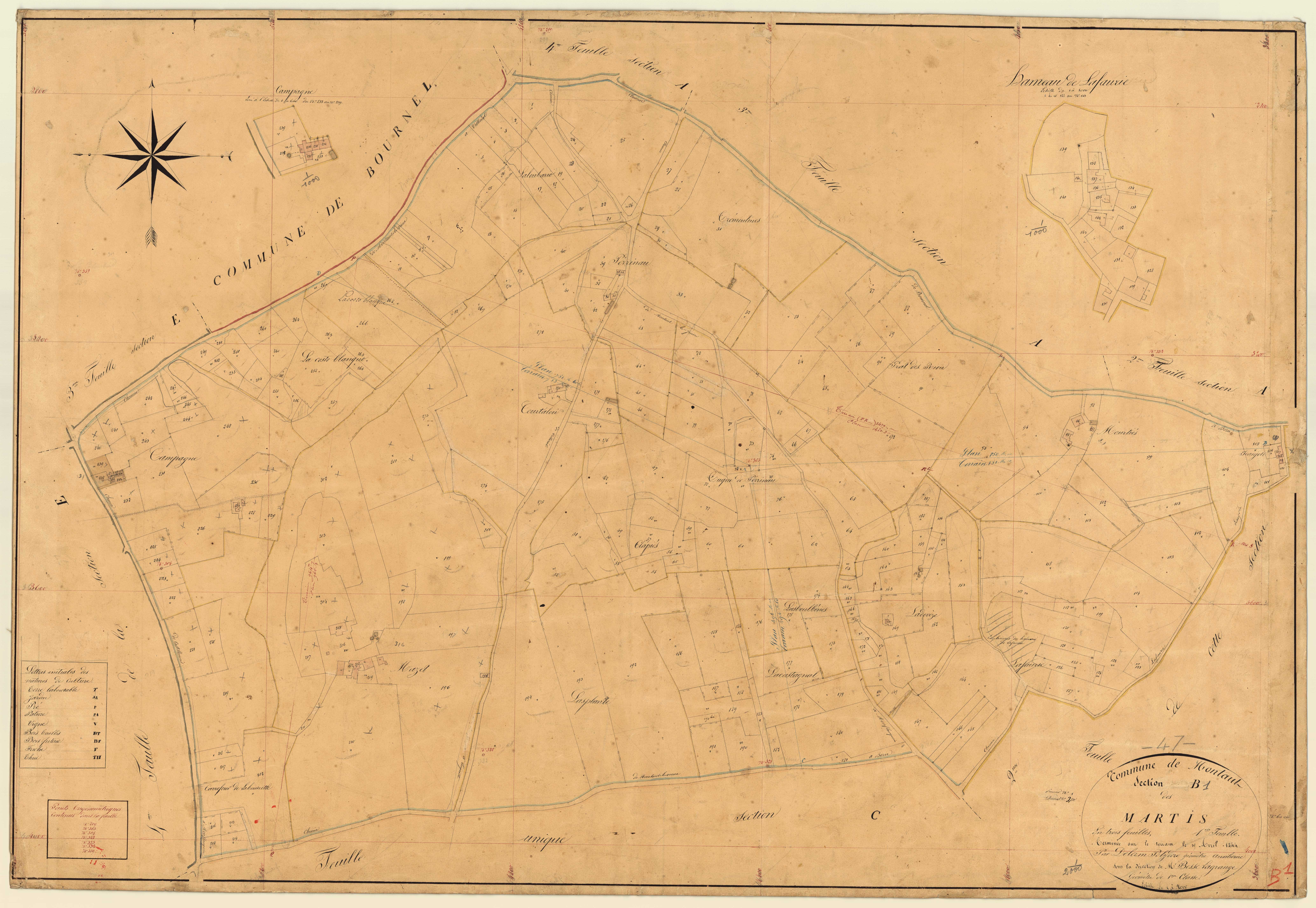 Plan napoléonien, feuille préparatoire-B1 Martis, Montaut