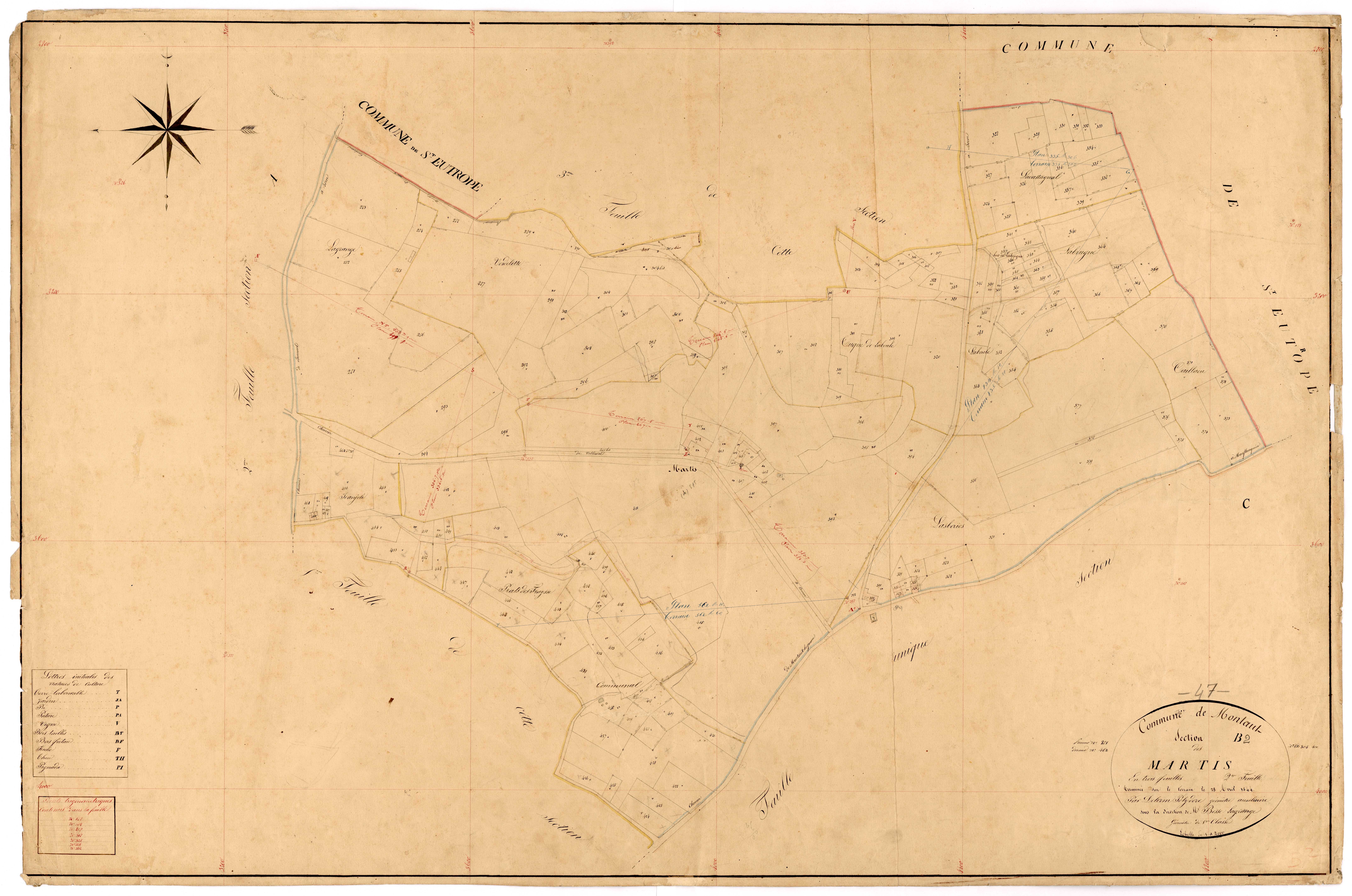 Plan napoléonien, feuille préparatoire-B2 Martis, Montaut
