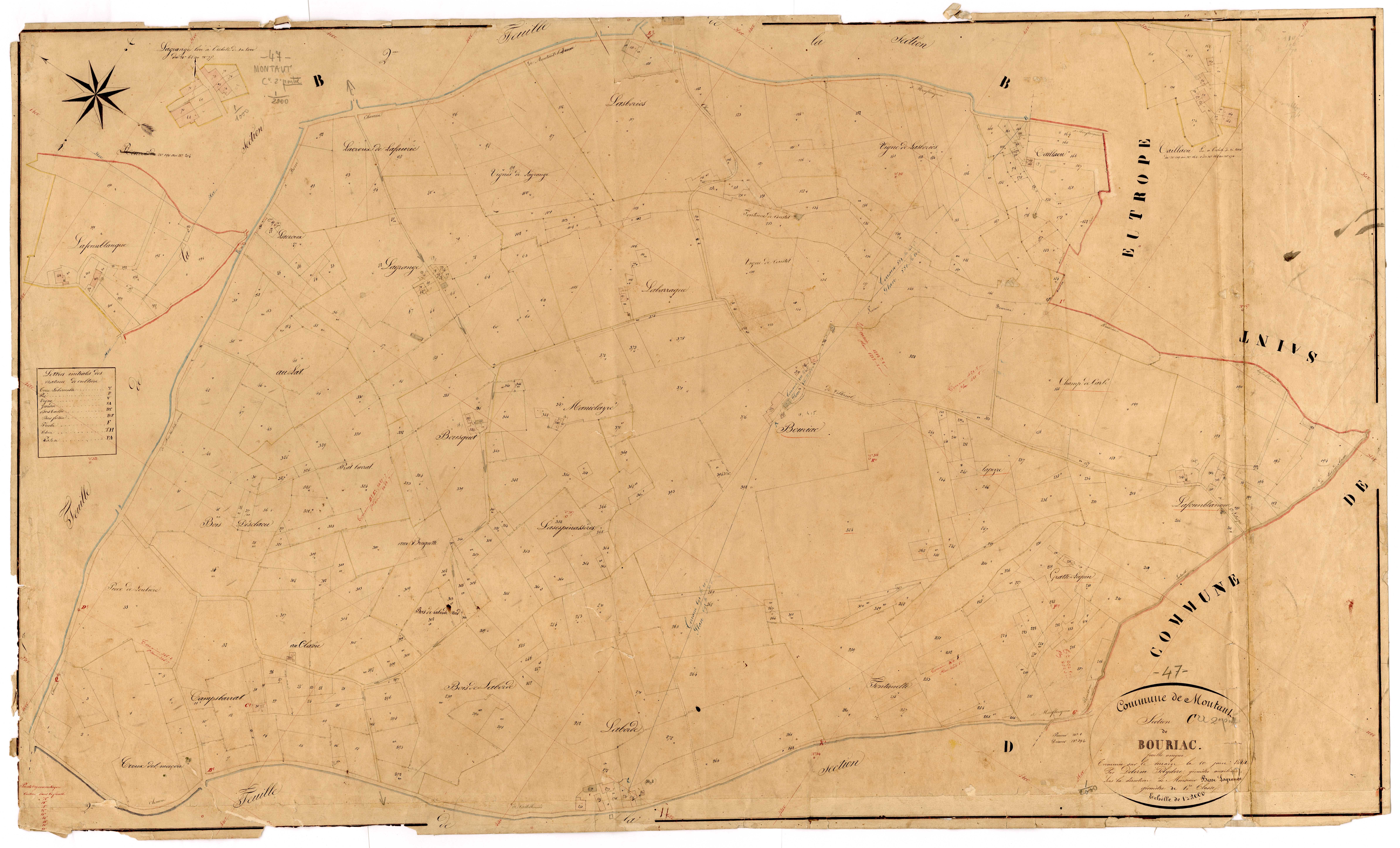 Plan napoléonien, feuille préparatoire-C Bouriac, Montaut