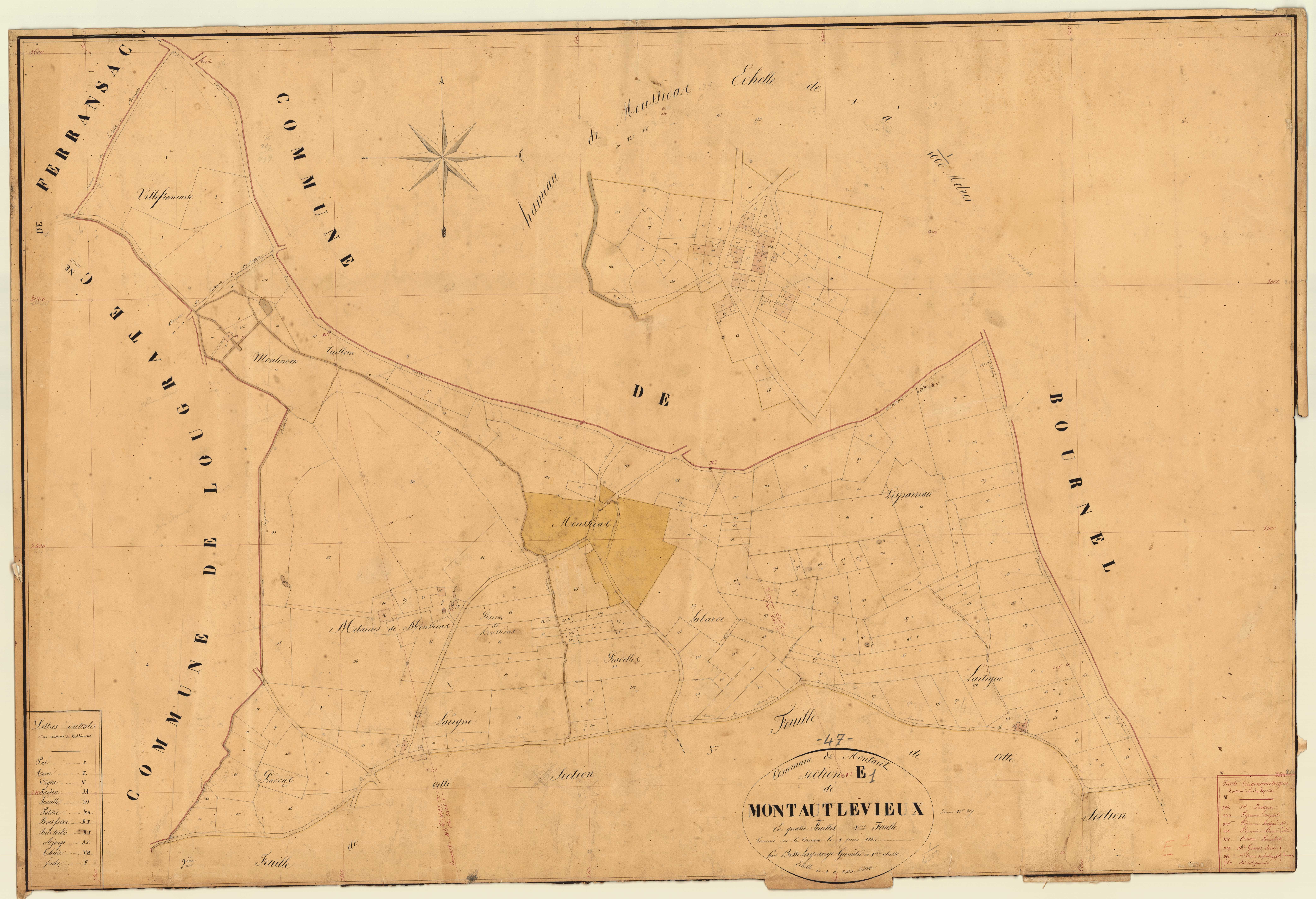 Plan napoléonien, feuille préparatoire-E1 Montaut-le-Vieux, Montaut