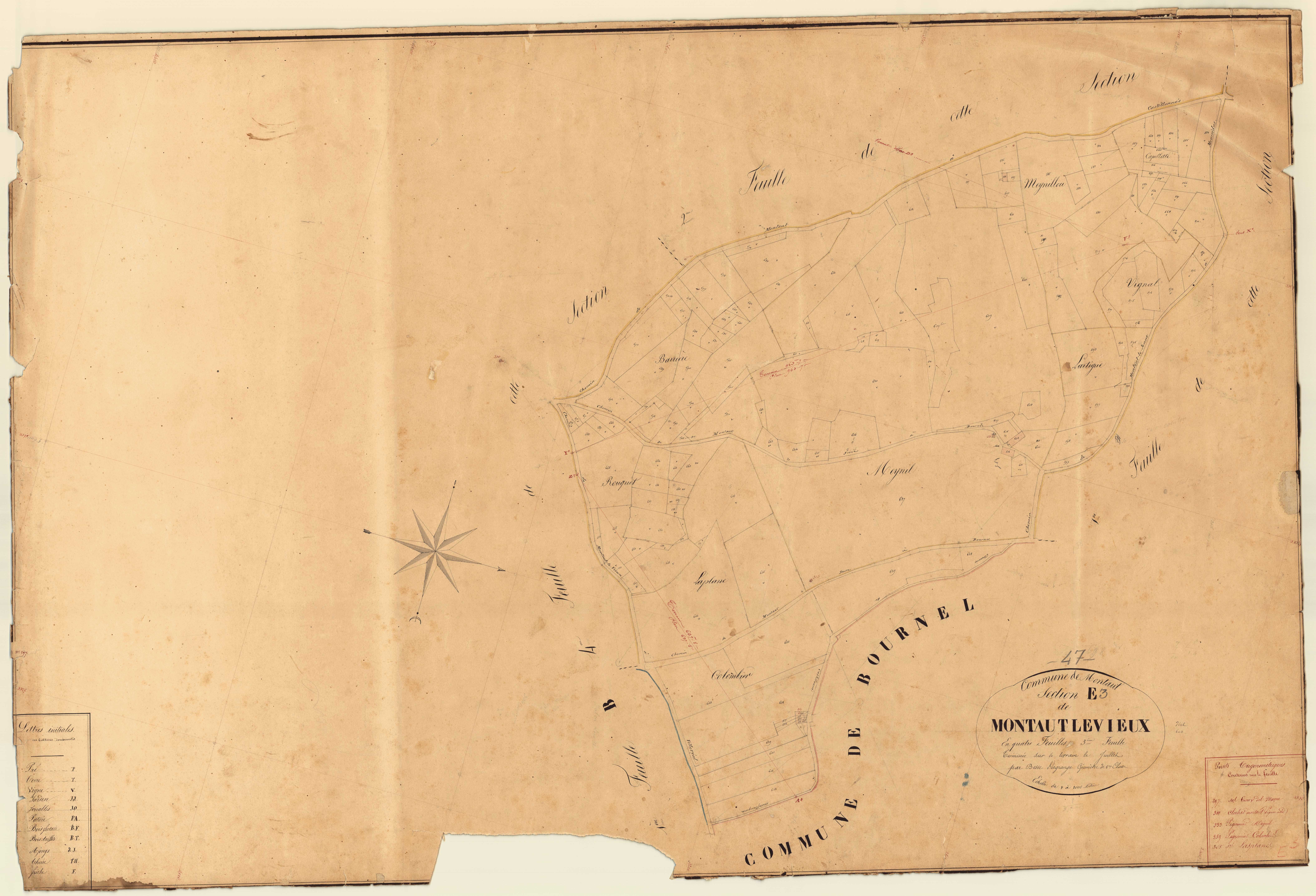 Plan napoléonien, feuille préparatoire-E3 Montaut-le-Vieux, Montaut