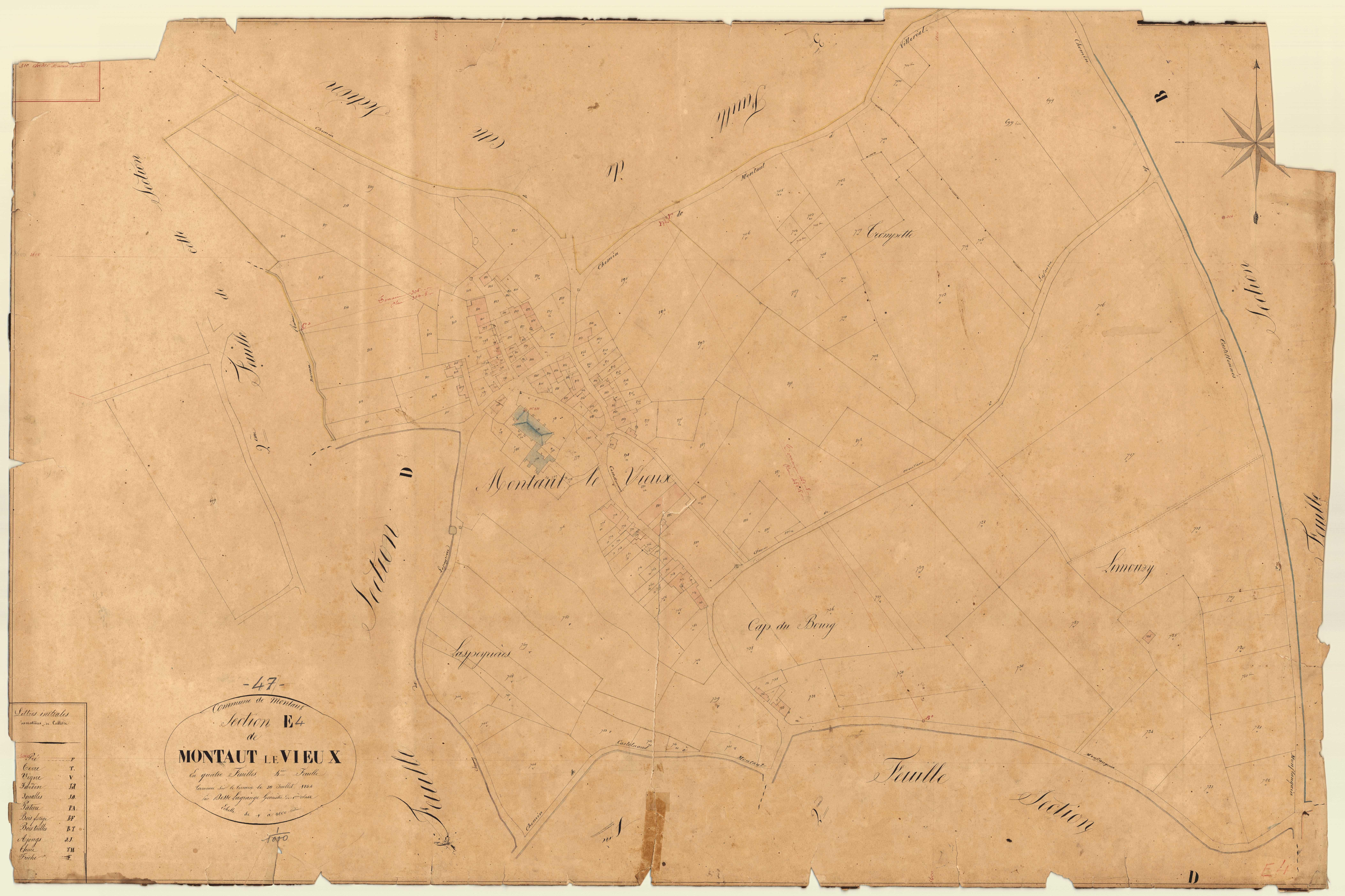 Plan napoléonien, feuille préparatoire-E4 Montaut-le-Vieux, Montaut