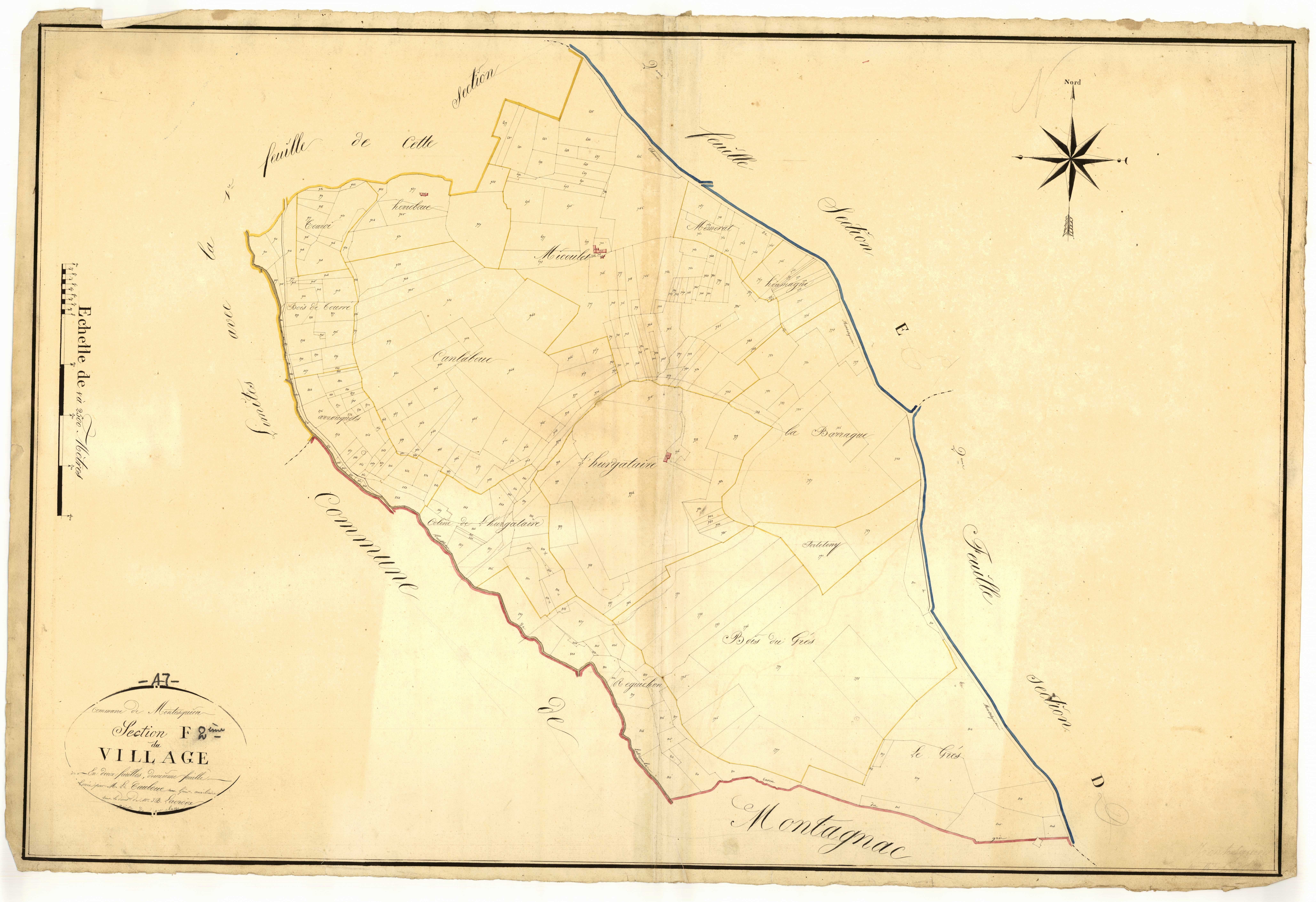 Plan napoléonien, atlas-F2 Le village, Montesquieu