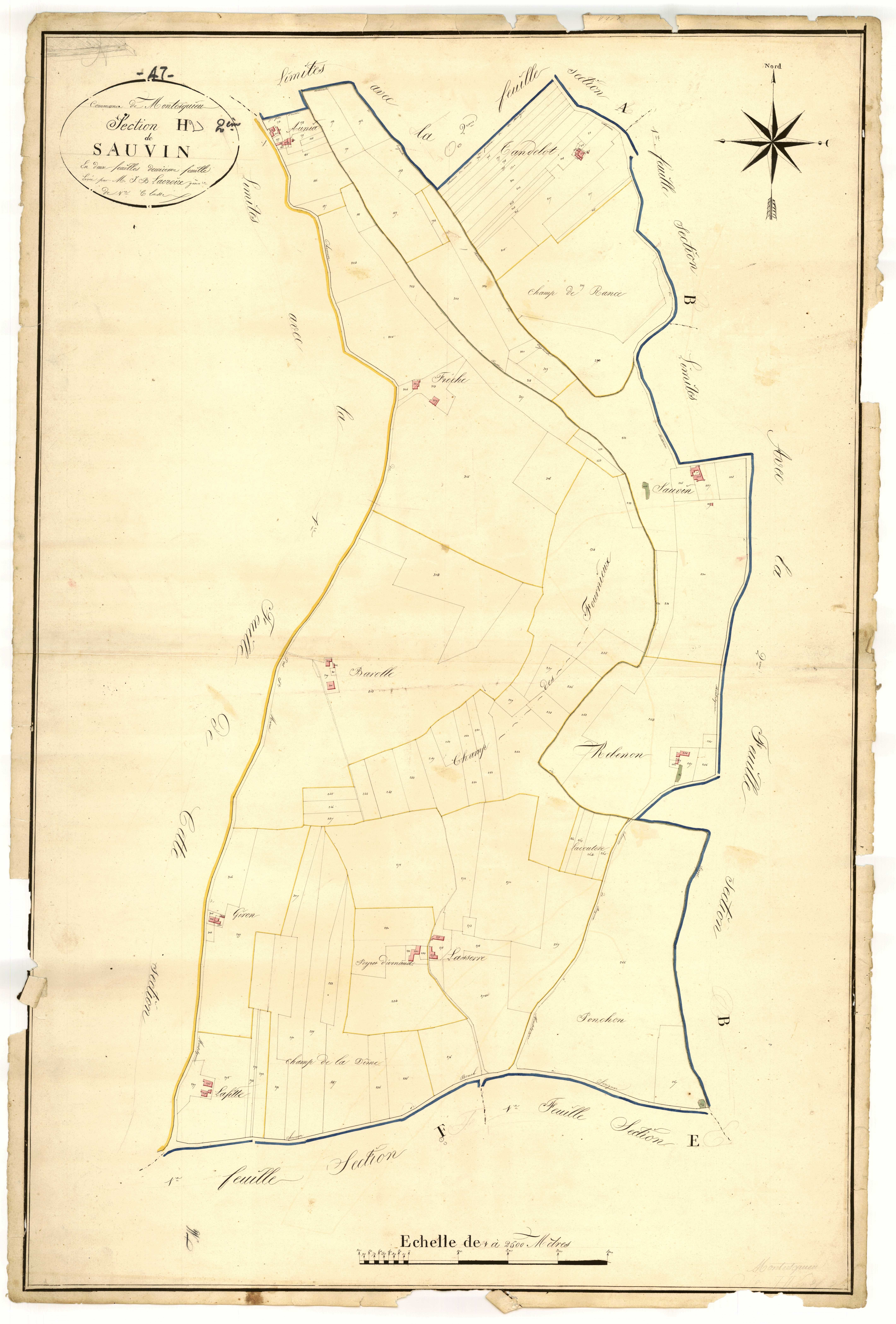 Plan napoléonien, atlas-H2 Sauvin, Montesquieu