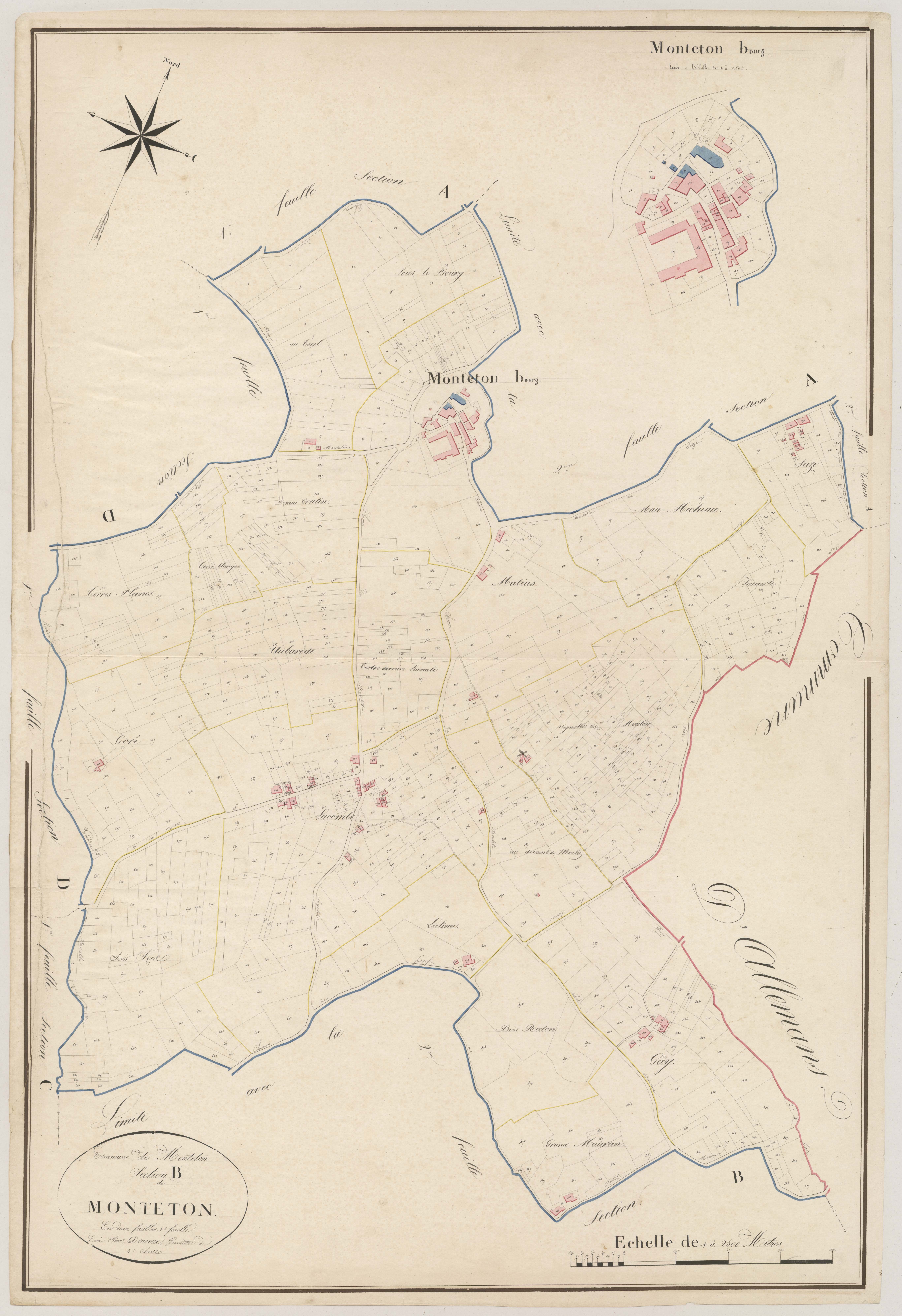 Plan napoléonien, atlas-B1 Monteton, Monteton