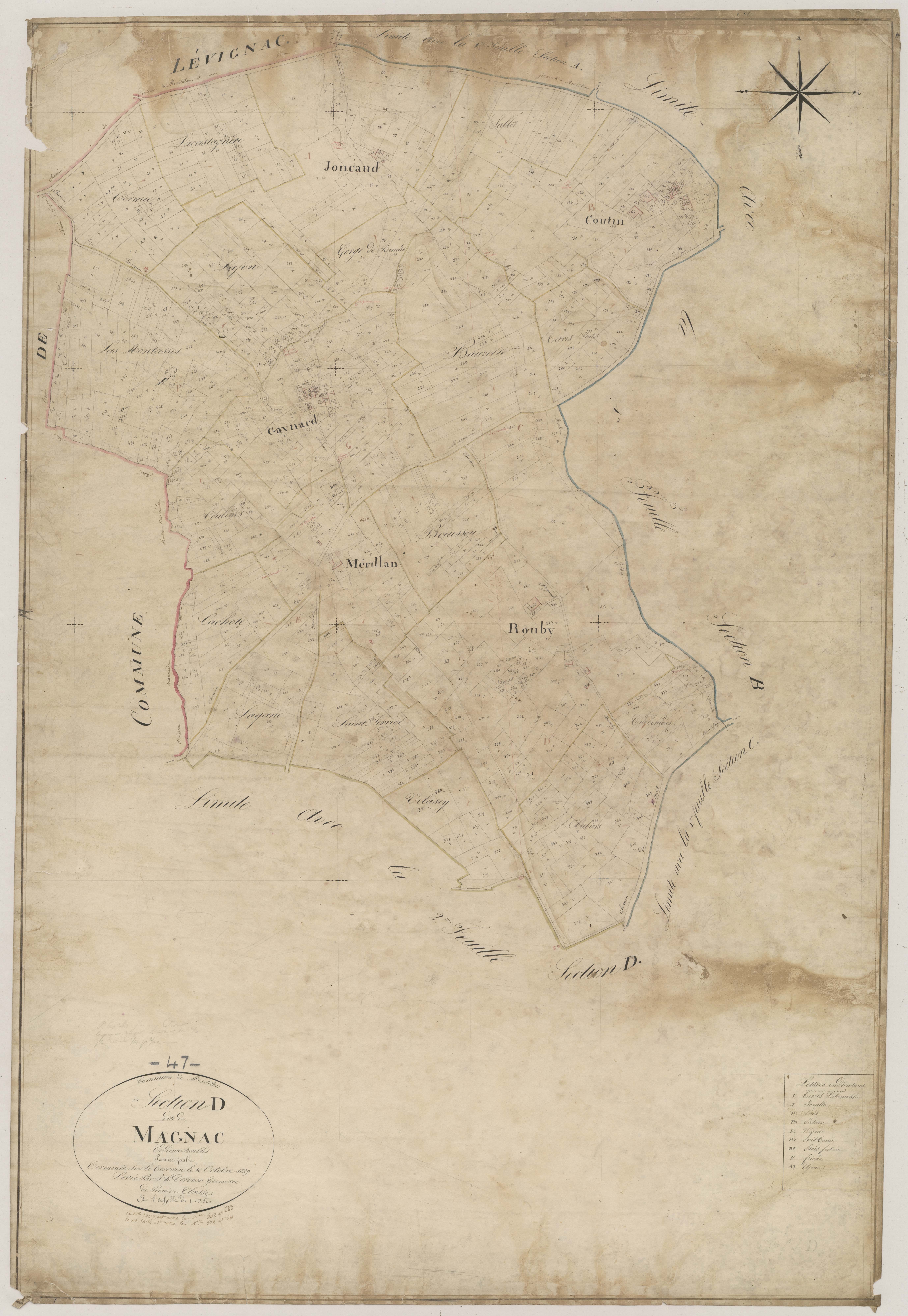 Plan napoléonien, feuille préparatoire-D1 Magnac, Monteton