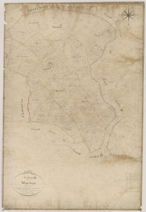 Plan napoléonien, feuille préparatoire-D1 Magnac, Monteton
