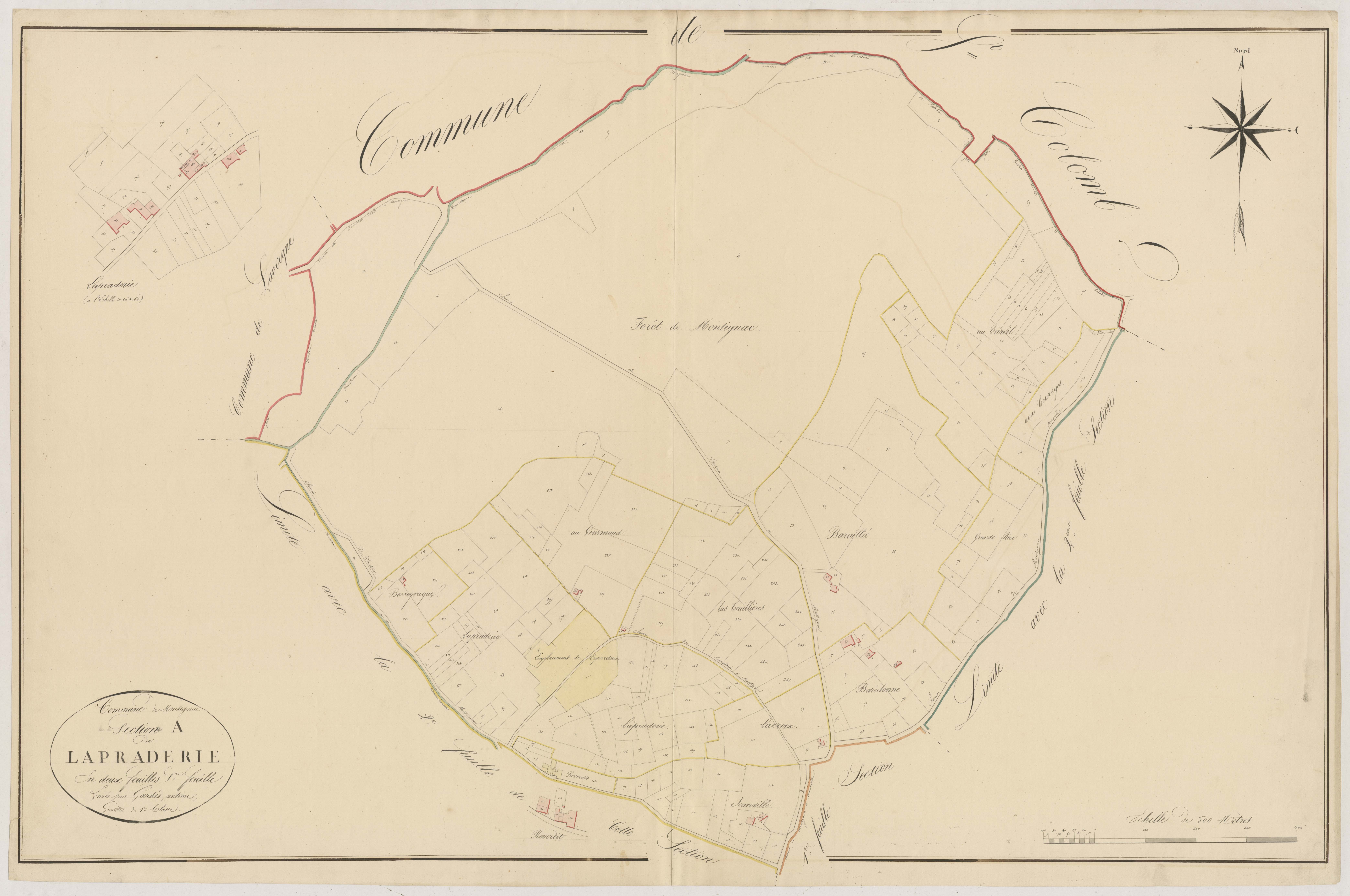Plan napoléonien, atlas-A1 Lapraderie, Montignac-de-Lauzun