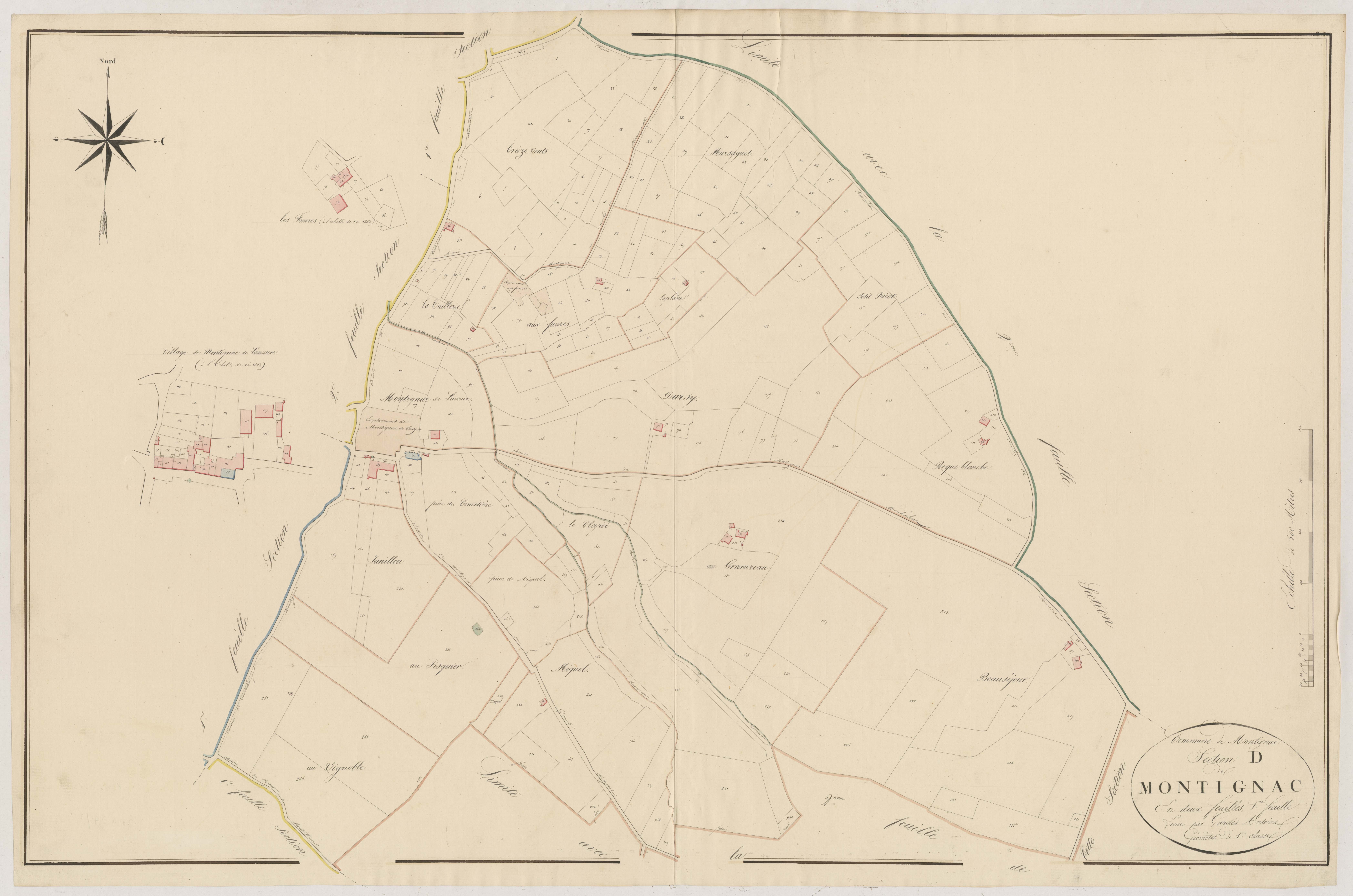 Plan napoléonien, atlas-D1 Montignac, Montignac-de-Lauzun