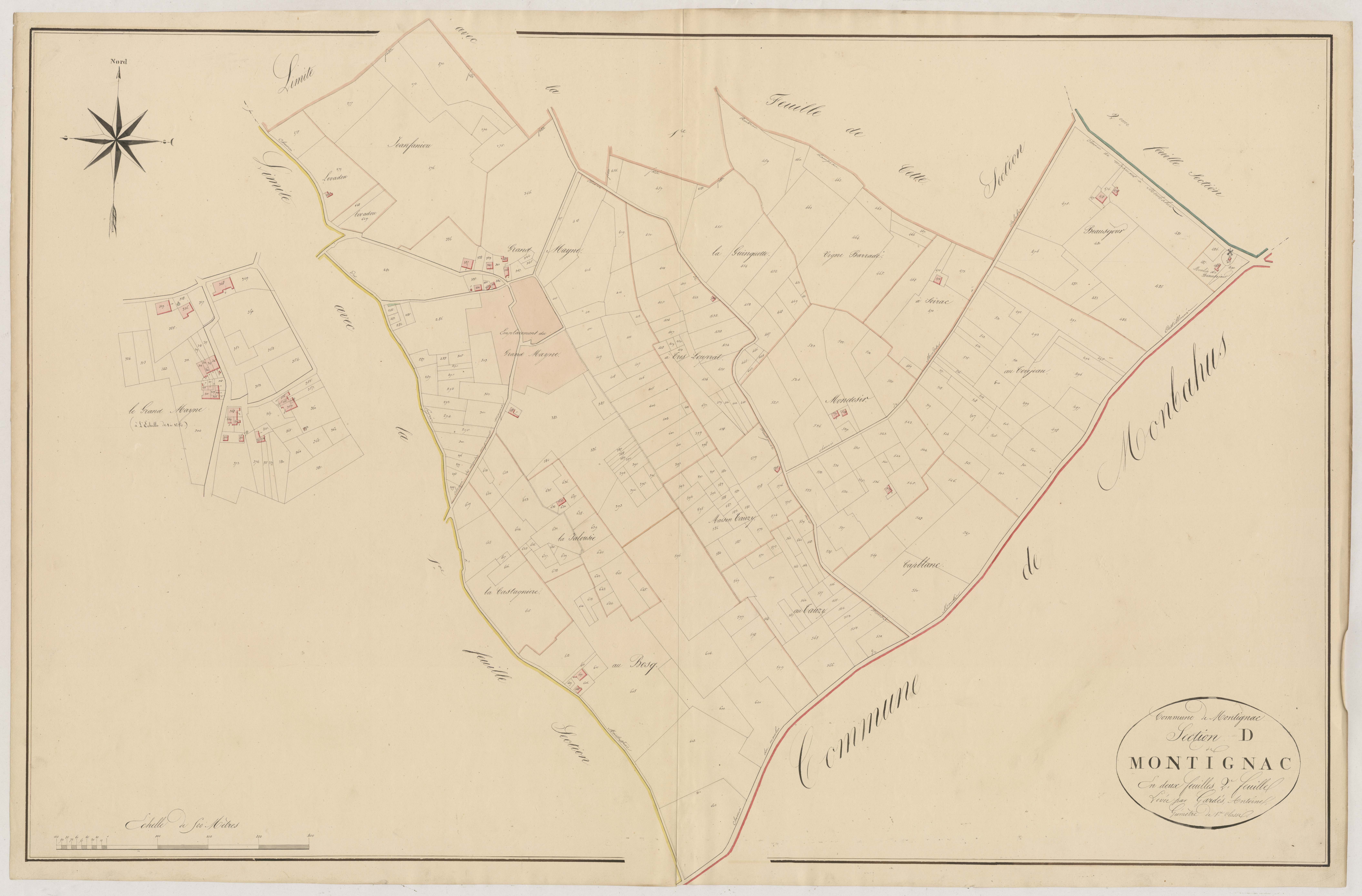 Plan napoléonien, atlas-D2 Montignac, Montignac-de-Lauzun