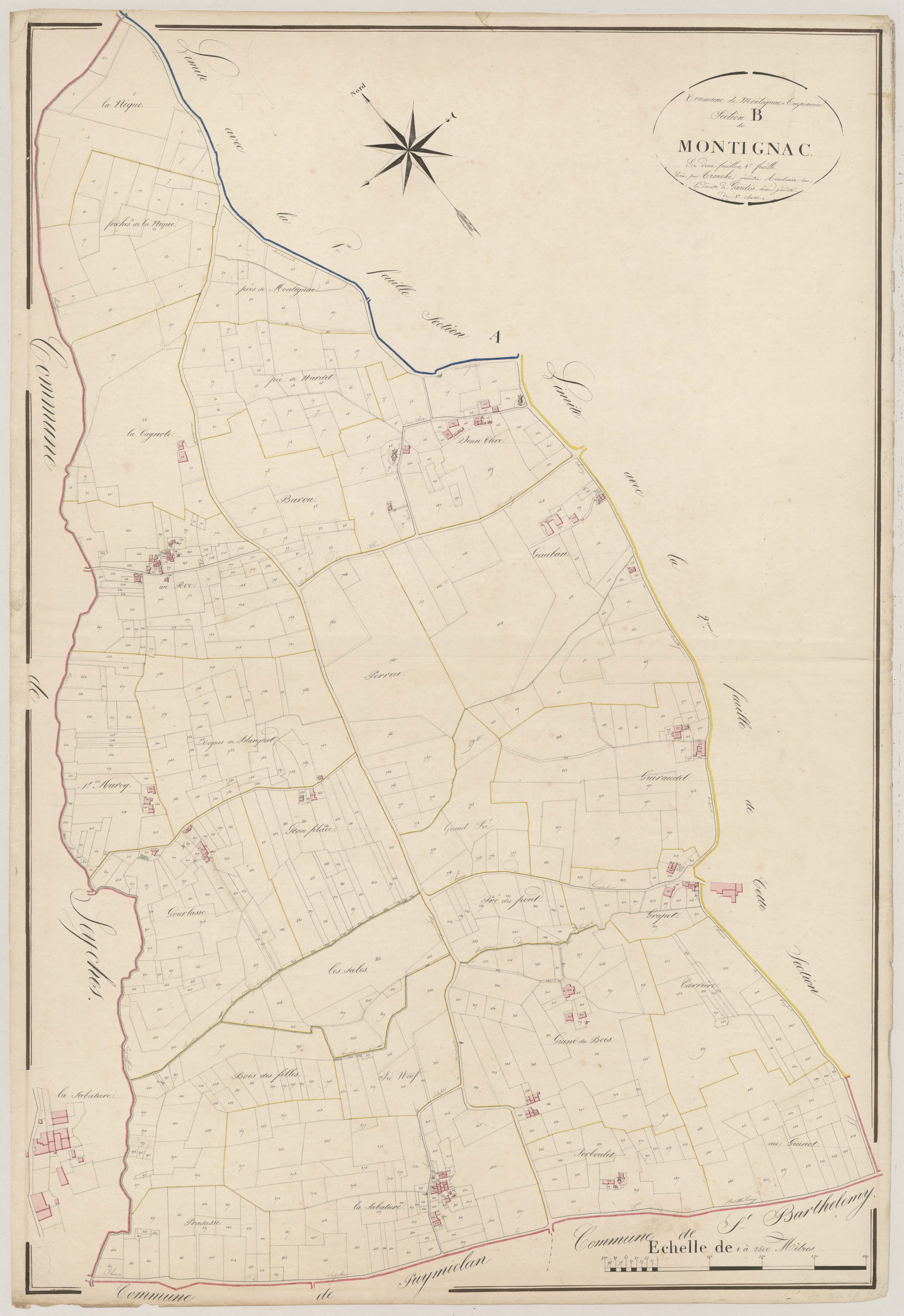 Plan napoléonien, atlas-B1 Montignac, Montignac-Toupinerie