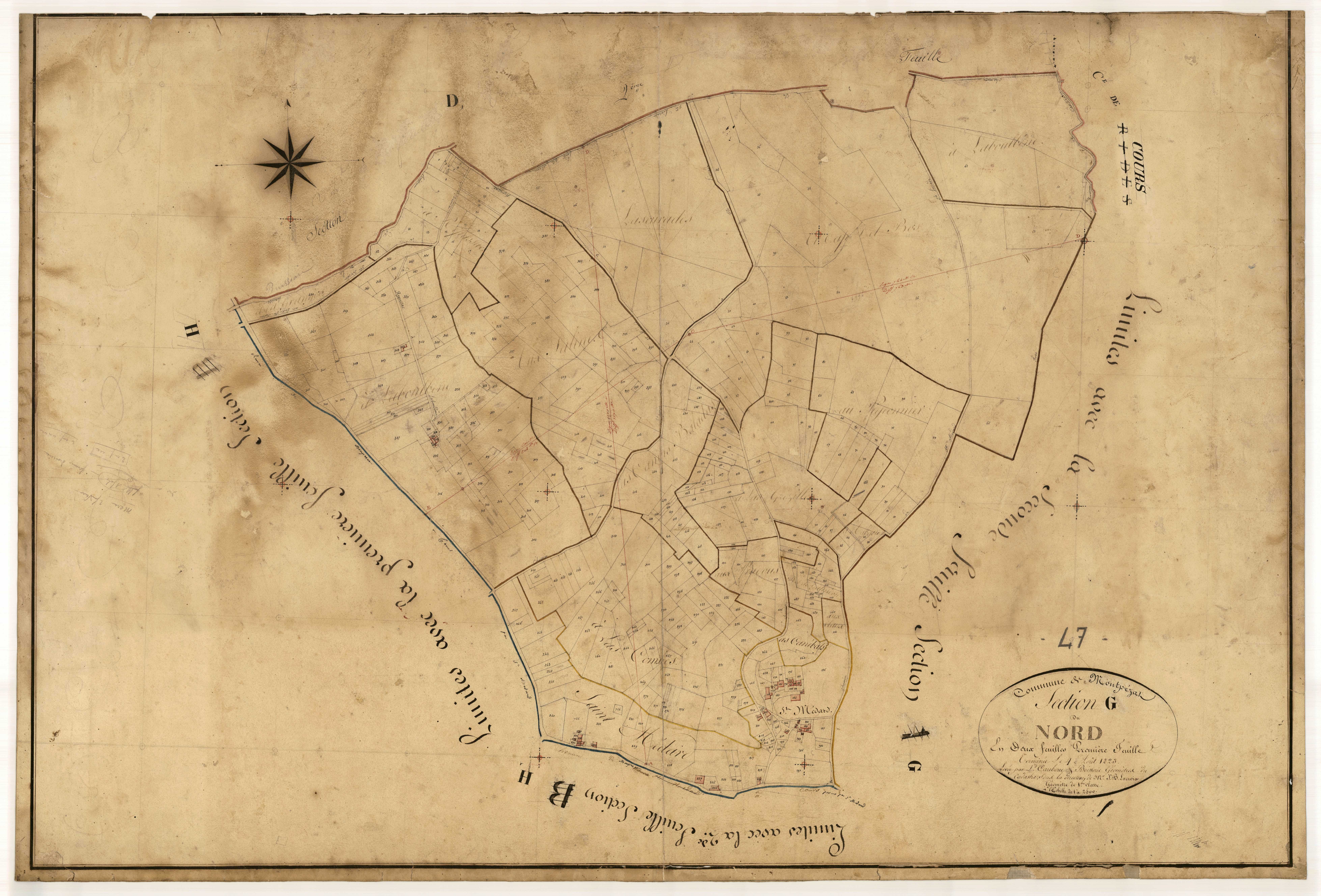 Plan napoléonien, feuille préparatoire-G1 Le Nord, Montpezat-d’Agenais