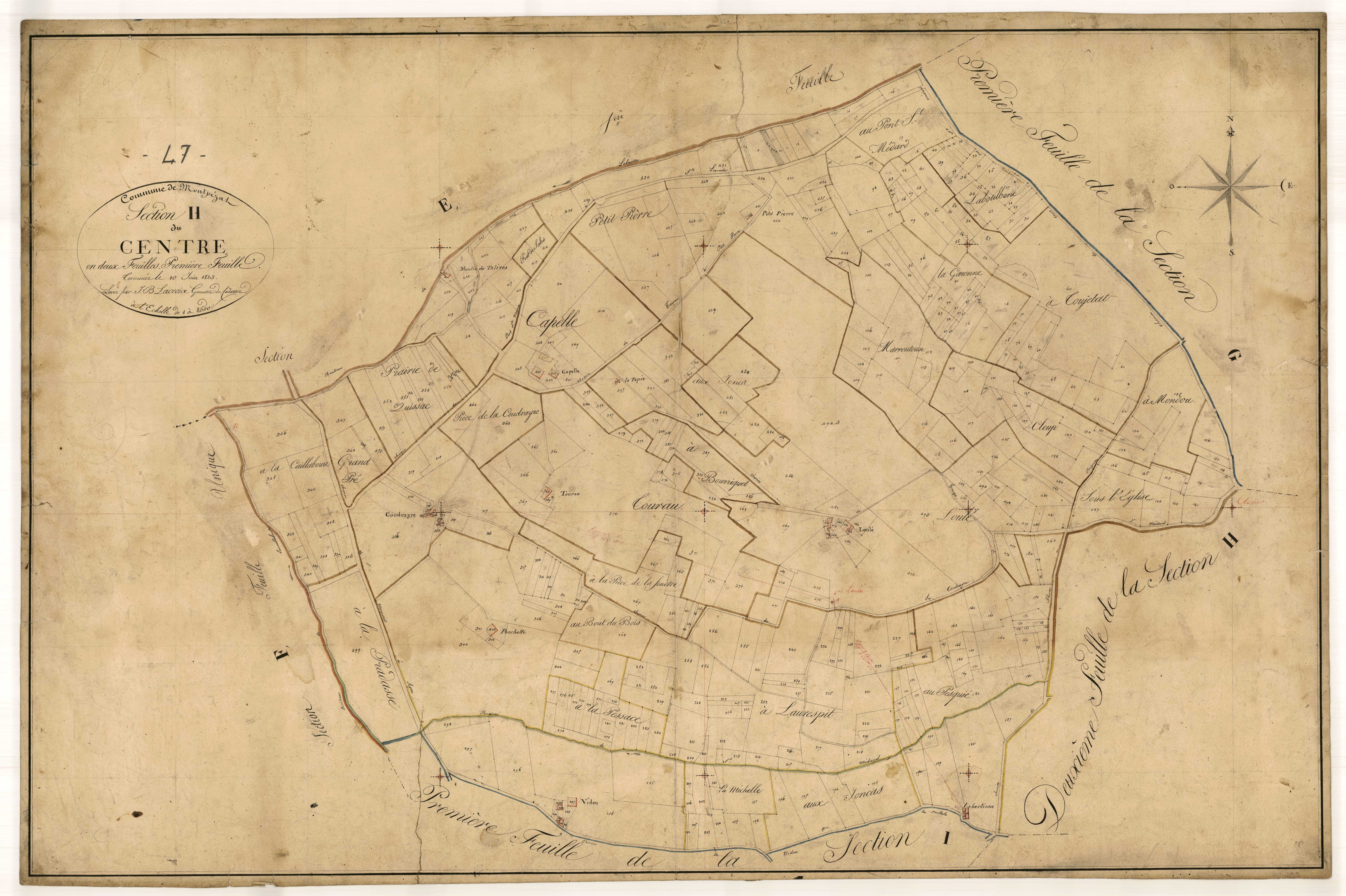Plan napoléonien, feuille préparatoire-H1 Centre, Montpezat-d’Agenais