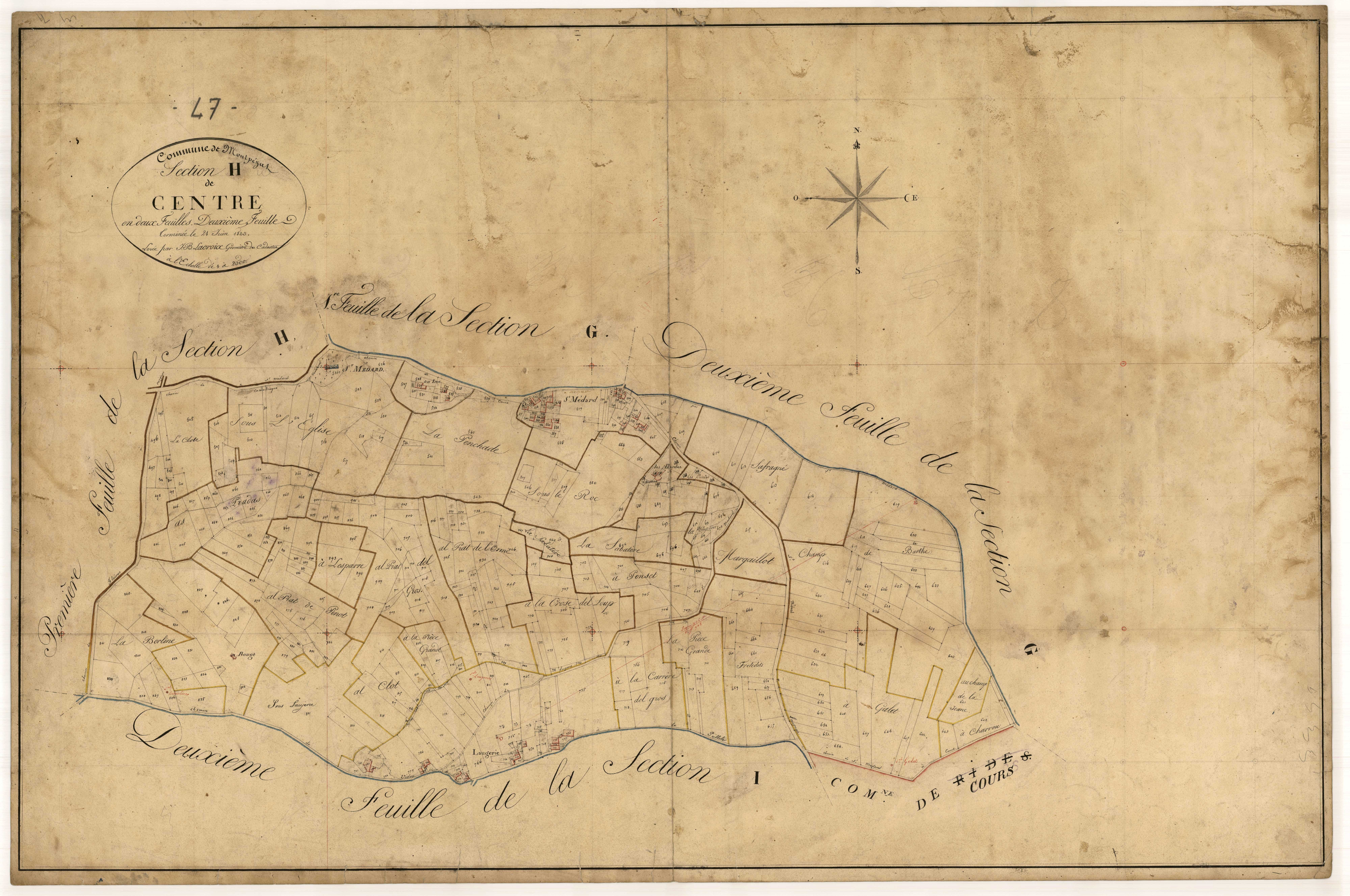 Plan napoléonien, feuille préparatoire-H2 Centre, Montpezat-d’Agenais