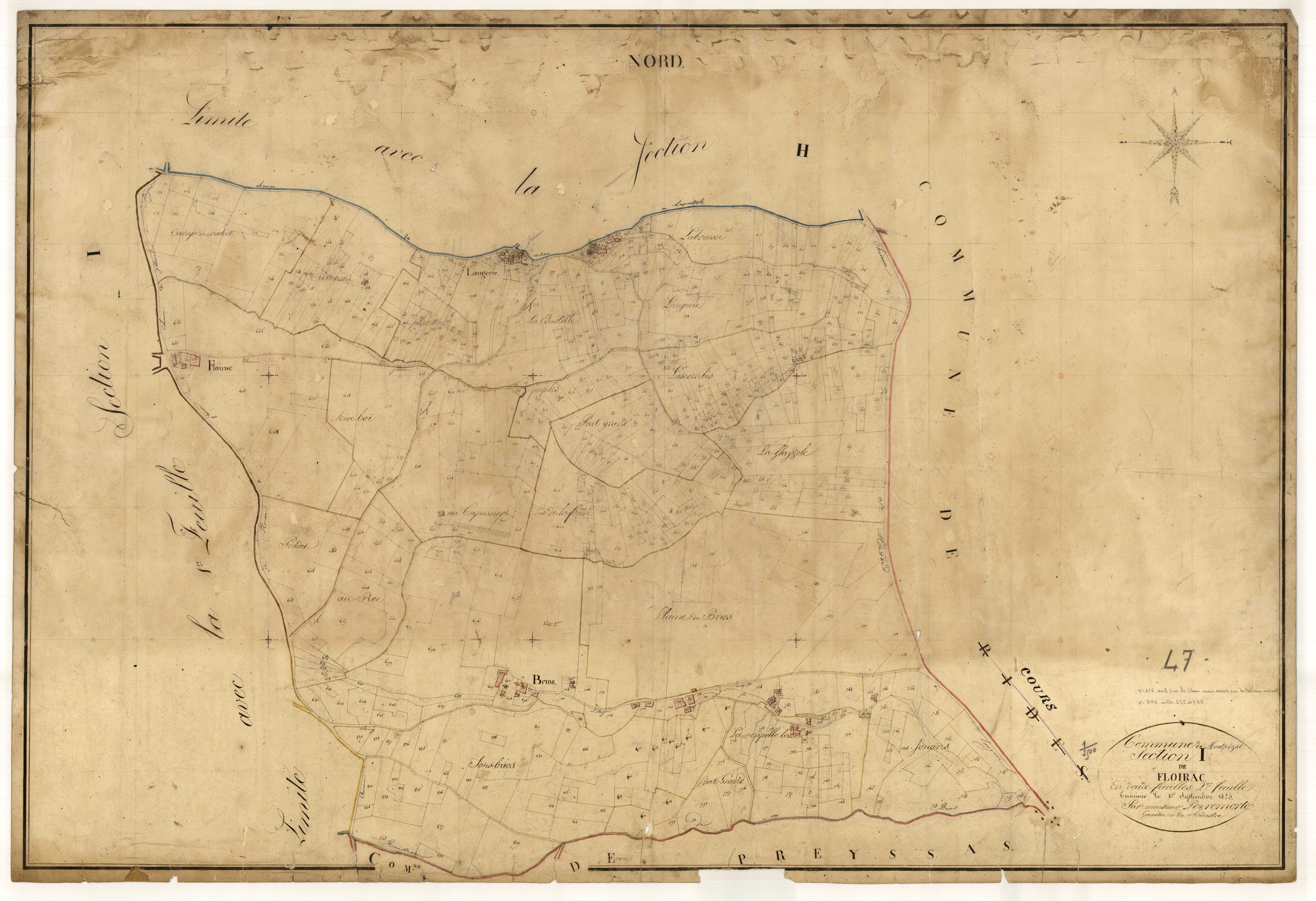 Plan napoléonien, feuille préparatoire-I2 Floirac, Montpezat-d’Agenais