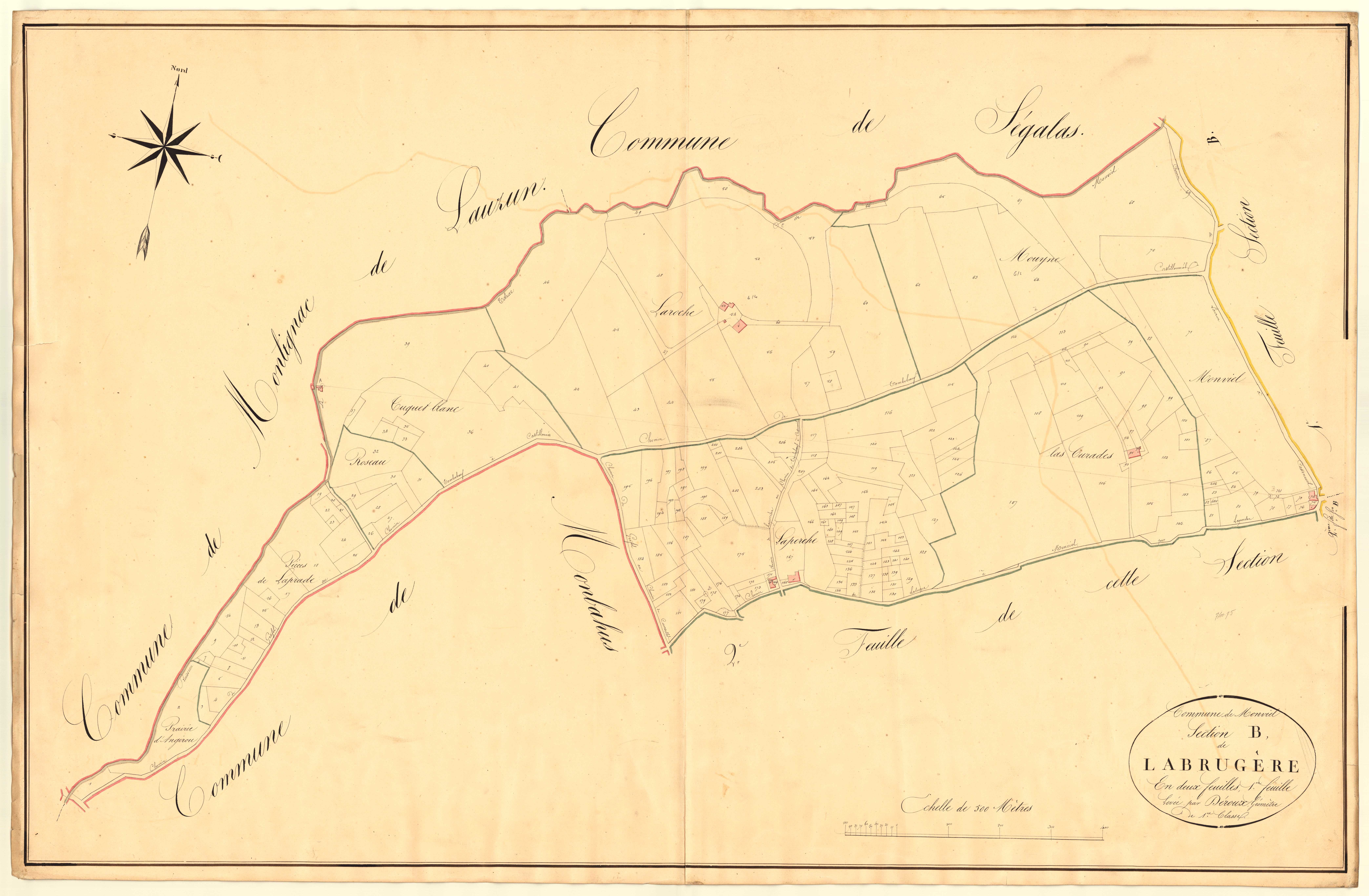 Plan napoléonien, atlas-B1 Labrugère, Monviel