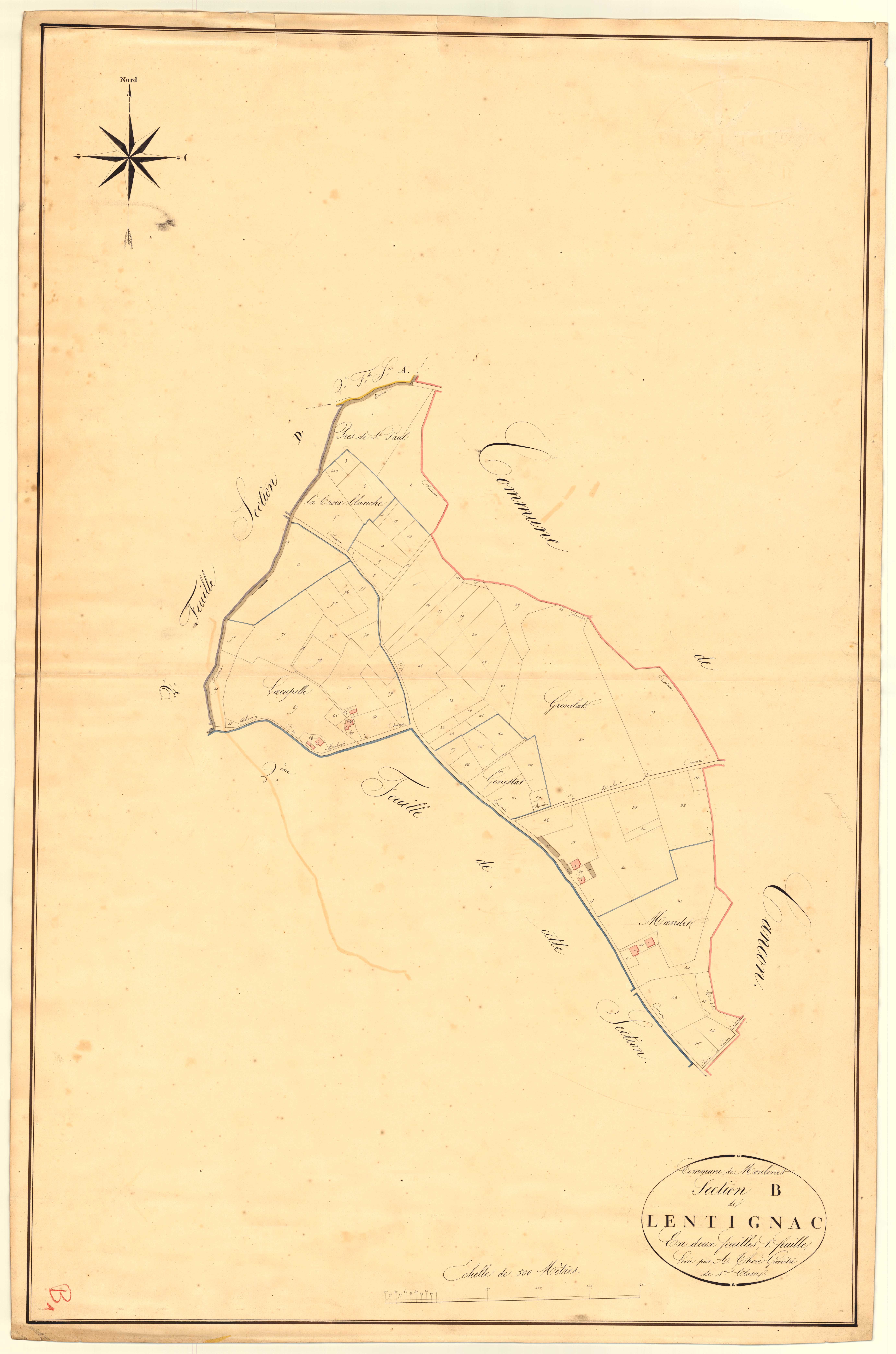 Plan napoléonien, atlas-B1 Lentignac, Moulinet