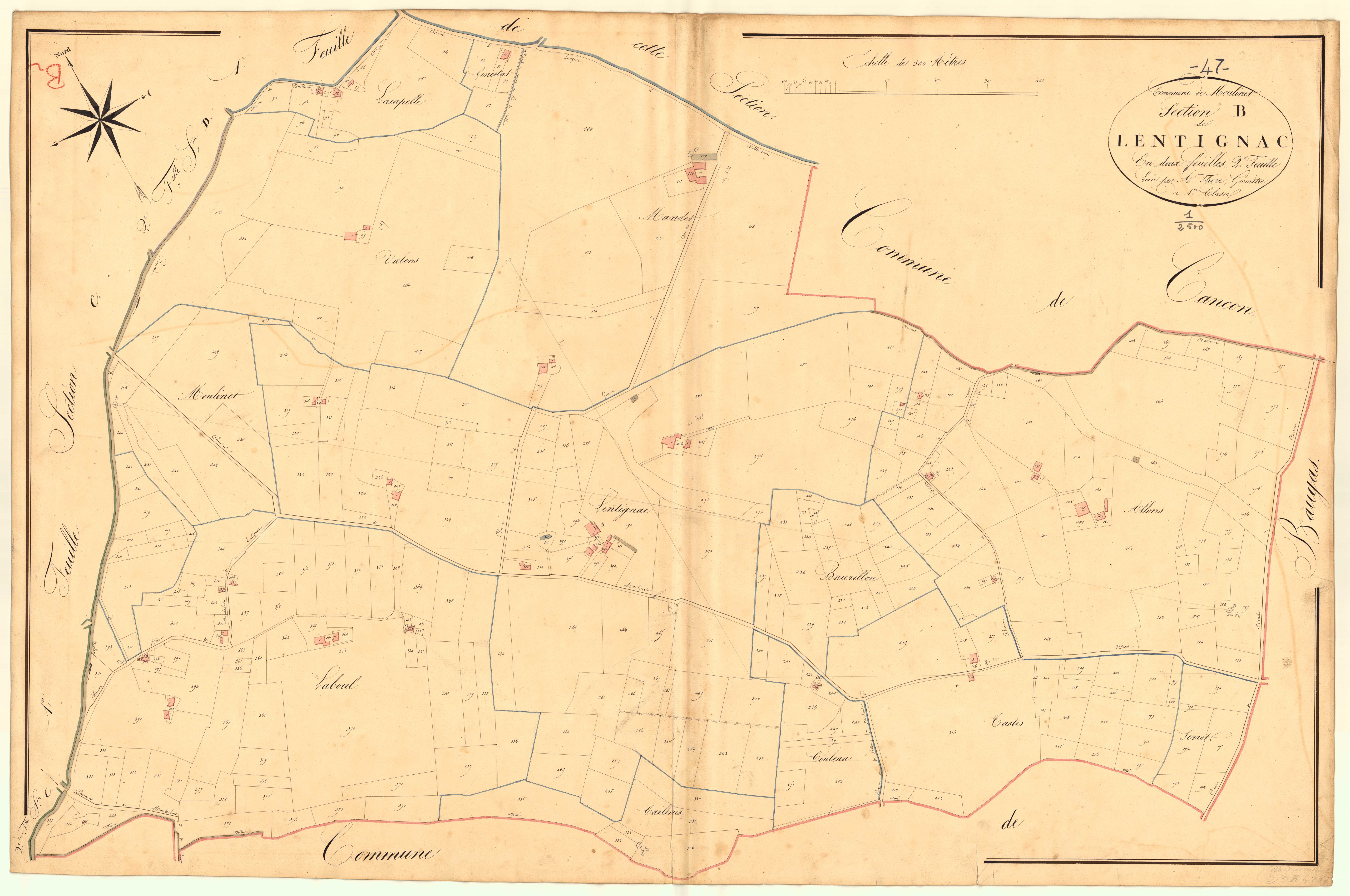 Plan napoléonien, atlas-B2 Lentignac, Moulinet