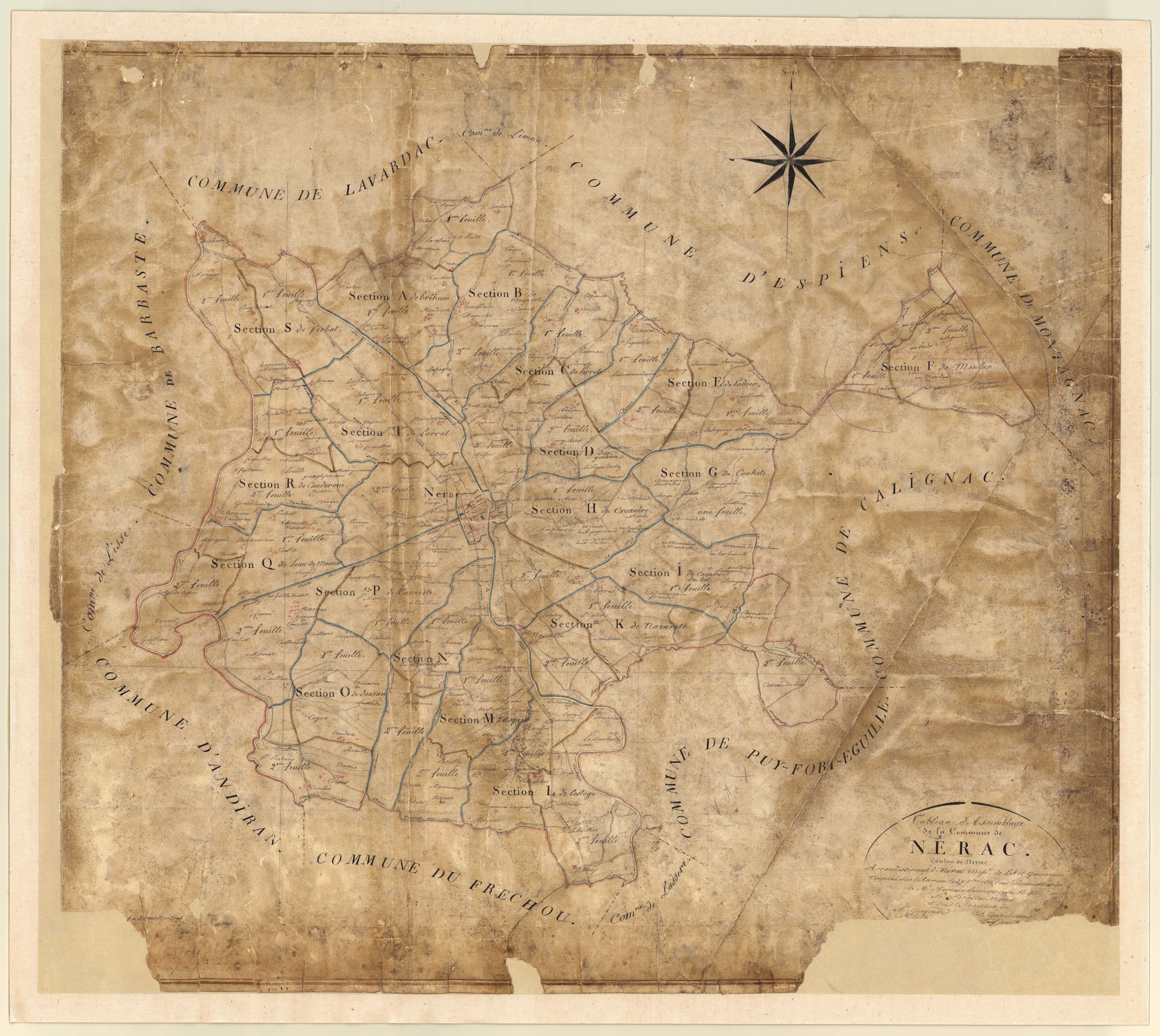 Plan napoléonien, feuille préparatoire-TA, Nérac