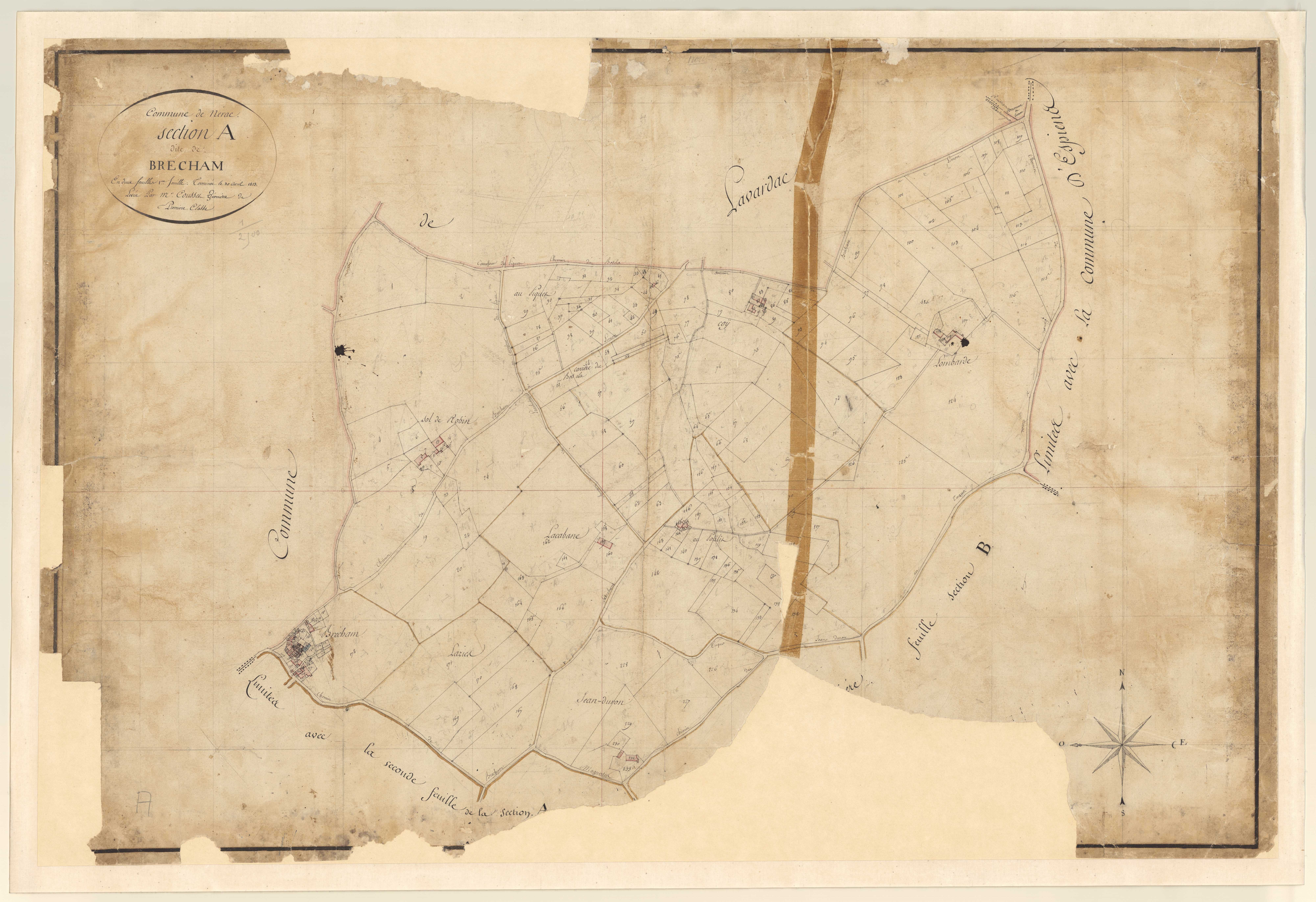 Plan napoléonien, feuille préparatoire-A1 Brécham, Nérac