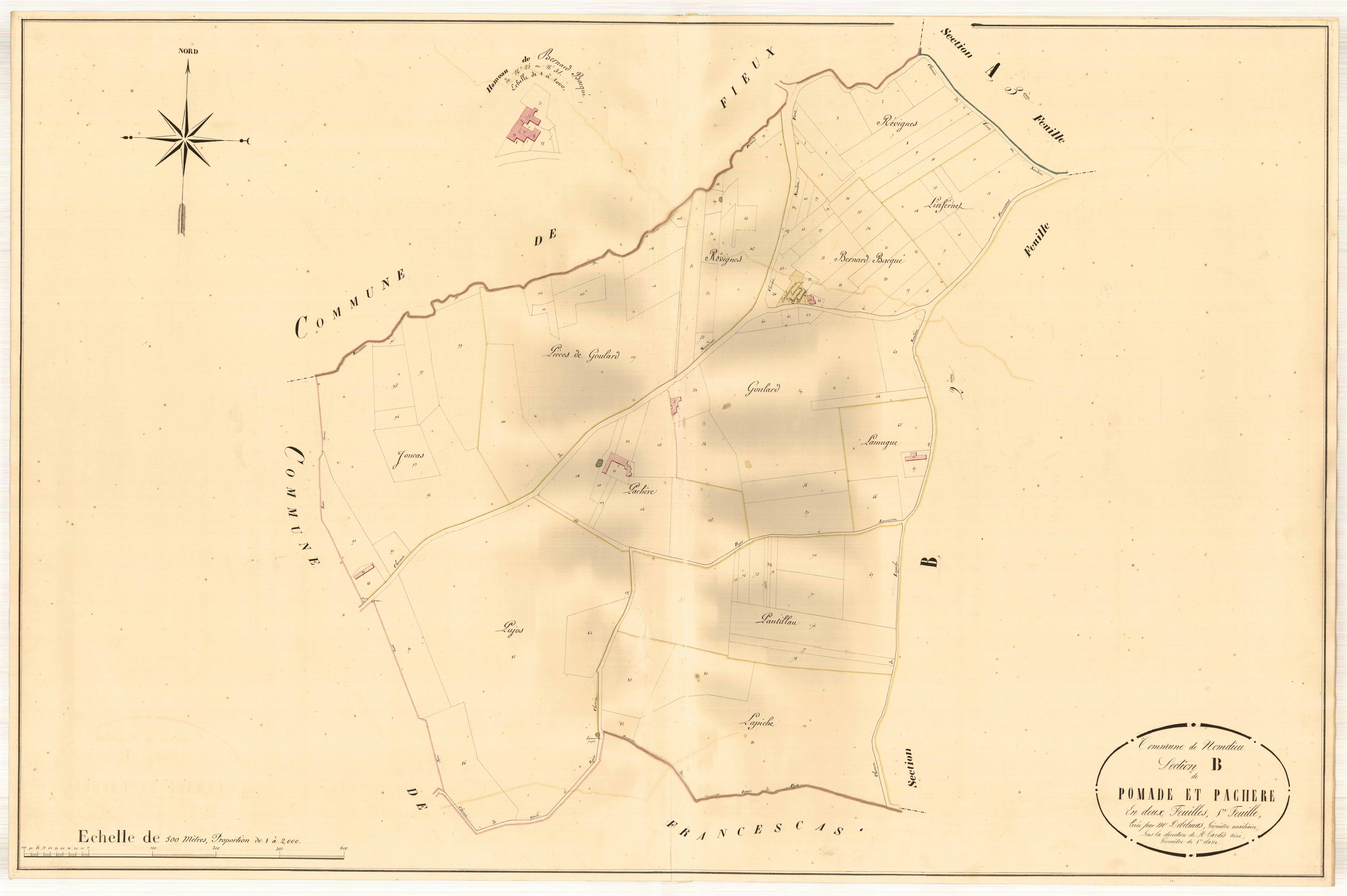 Plan napoléonien, atlas-B1 Pomade et Pachère, Nomdieu