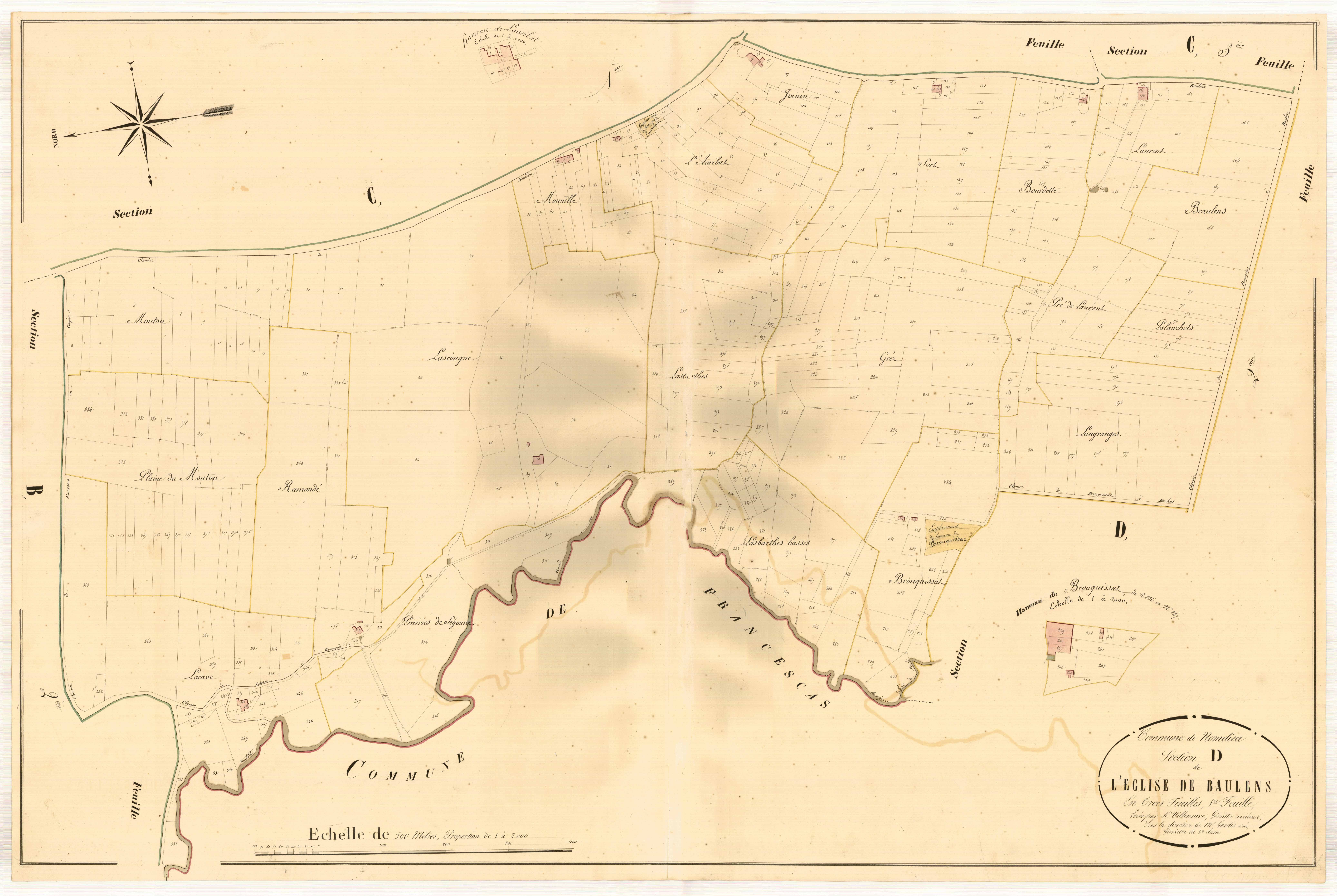 Plan napoléonien, atlas-D1 L’Eglise de Baulens, Nomdieu