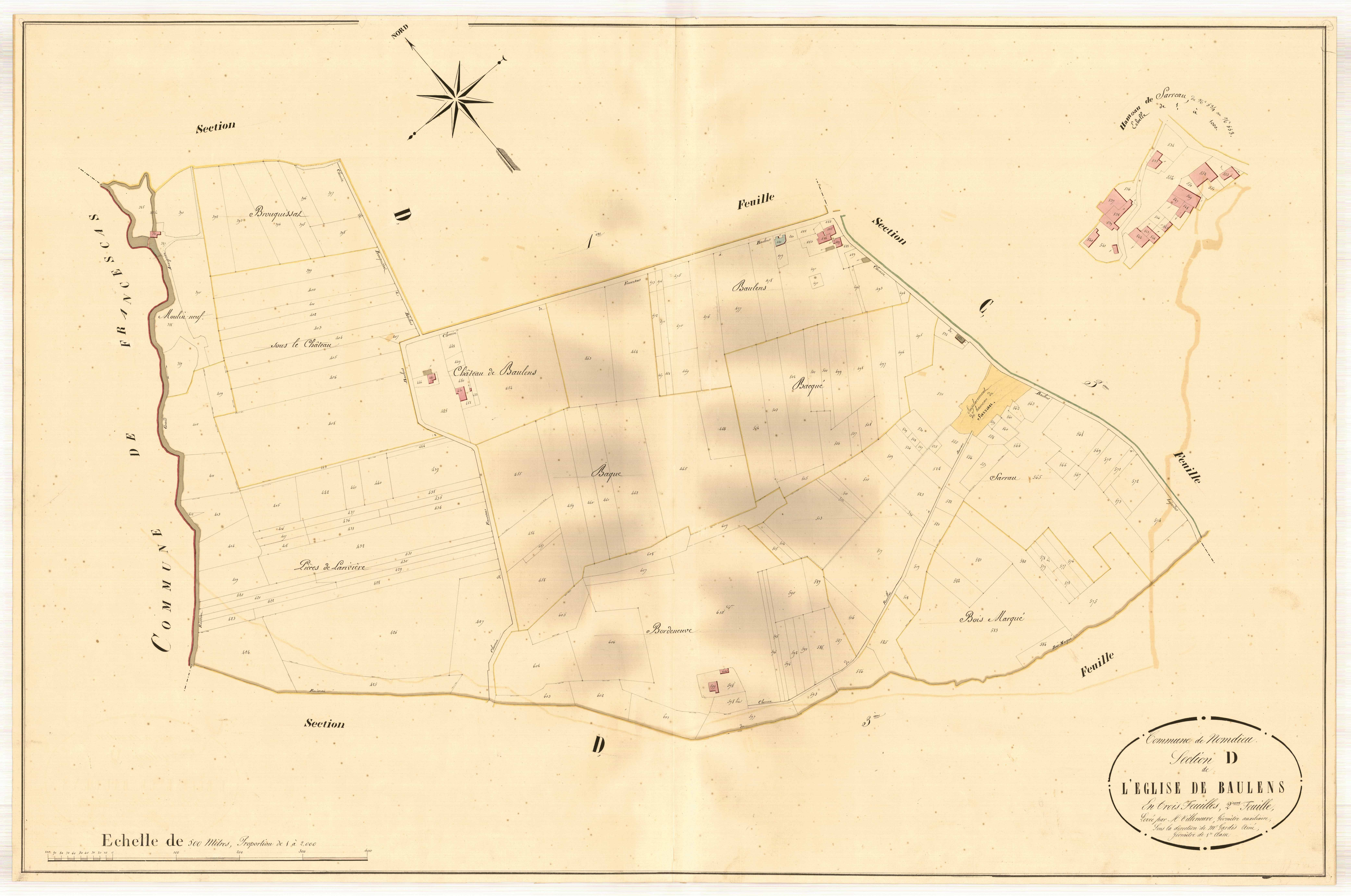 Plan napoléonien, atlas-D2 L’Eglise de Baulens, Nomdieu