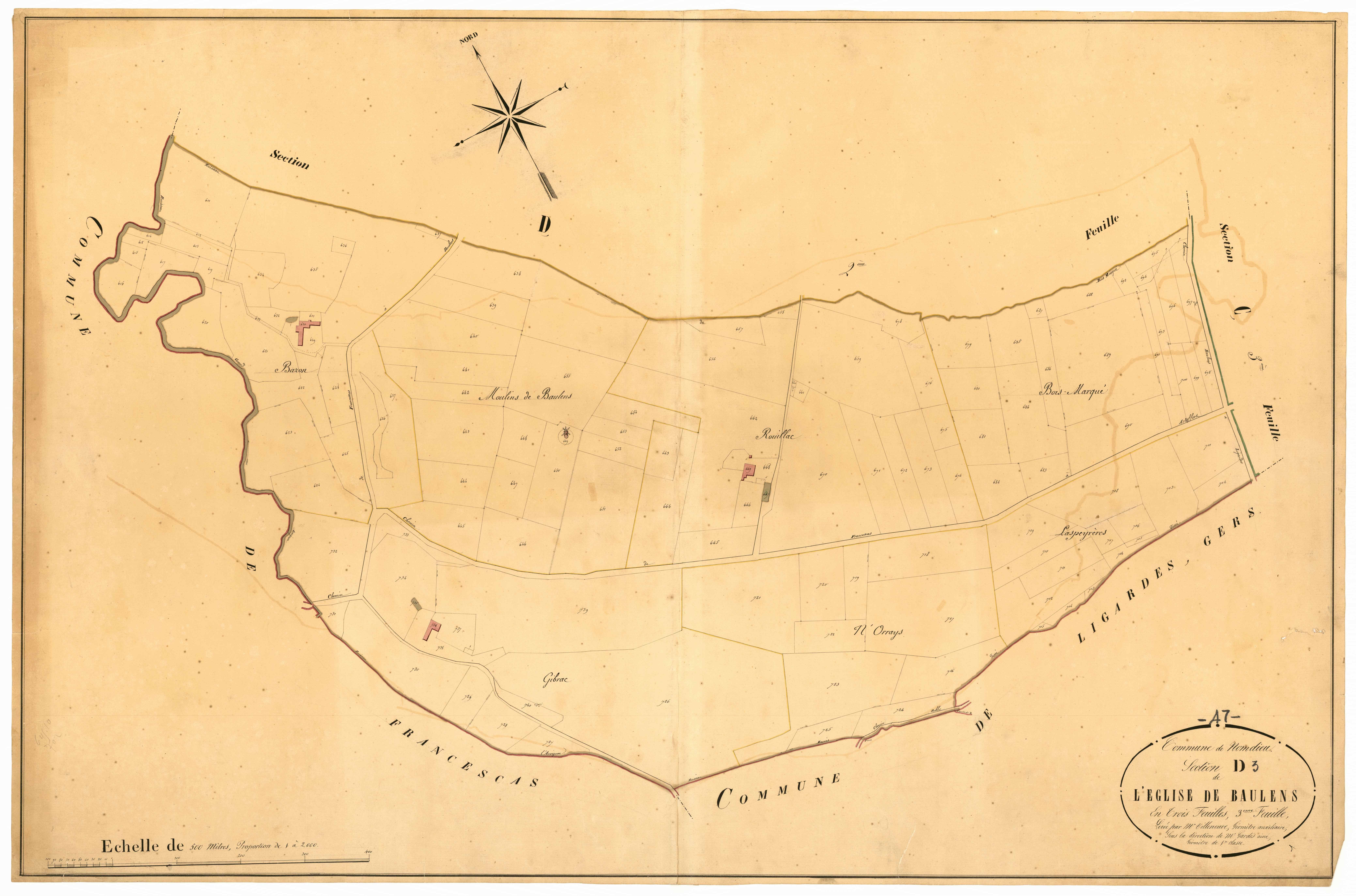 Plan napoléonien, atlas-D3 L’Eglise De Baulens, Nomdieu