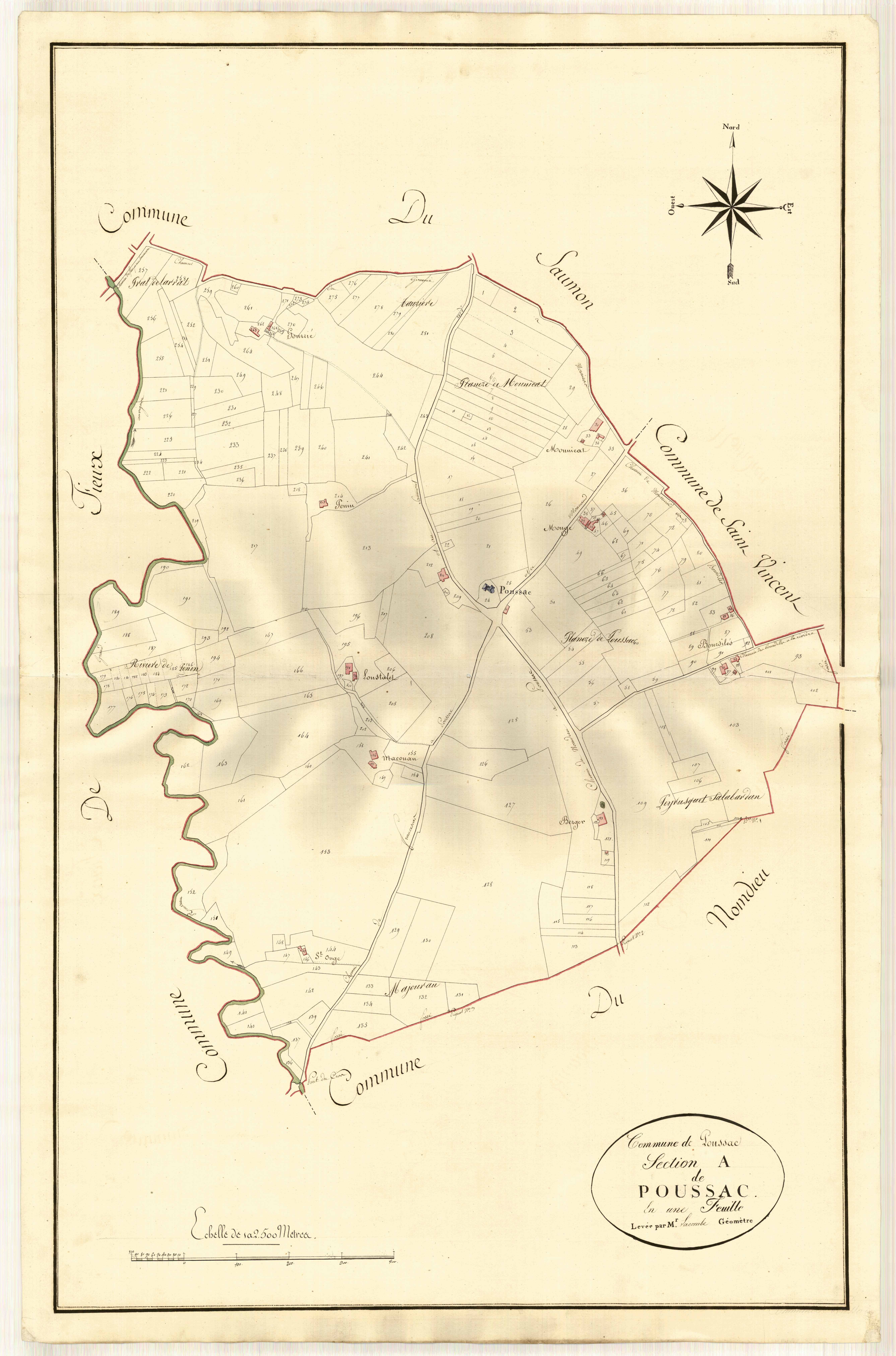 Plan primitif, atlas-A, Poussac (voir Nomdieu)