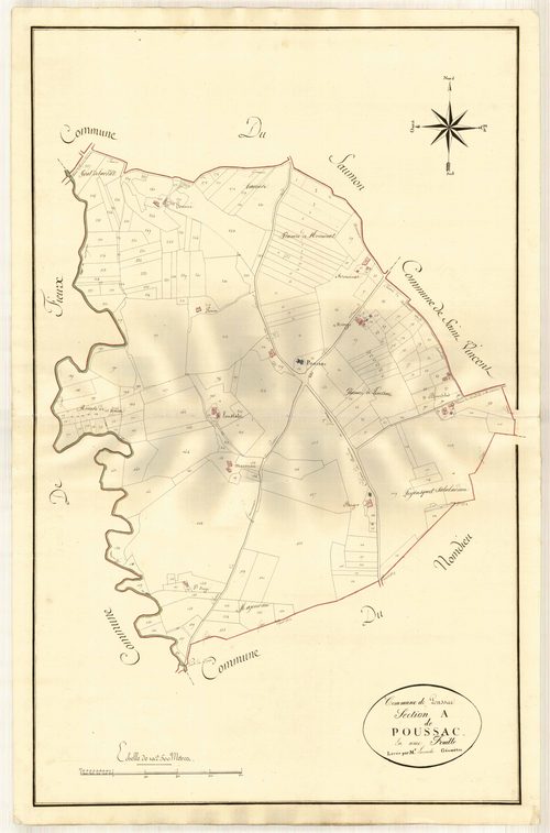 Plan primitif, atlas-A, Poussac (voir Nomdieu)