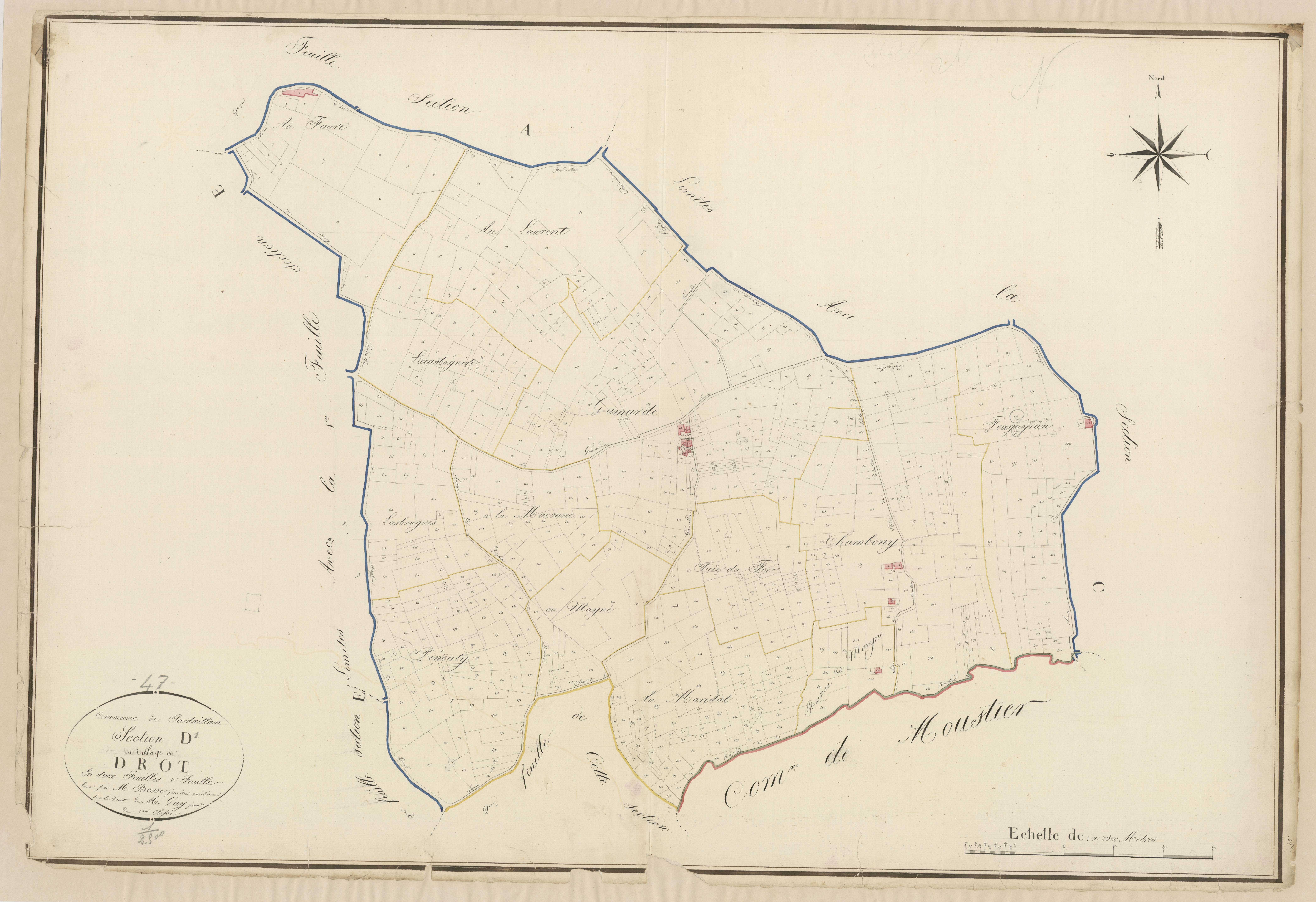 Plan napoléonien, atlas-D1 Village du Drot, Pardaillan