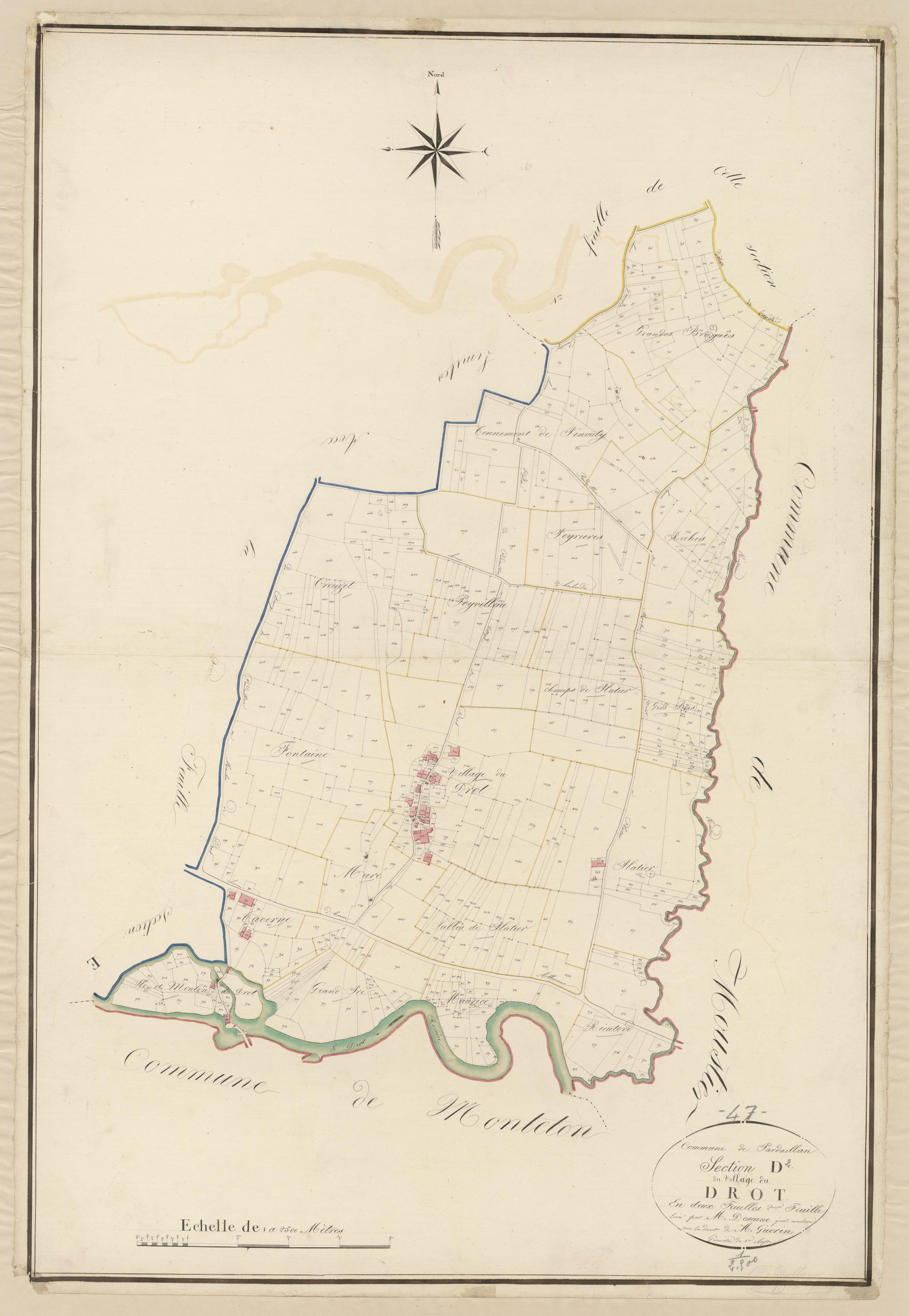 Plan napoléonien, atlas-D2 Village du Drot, Pardaillan