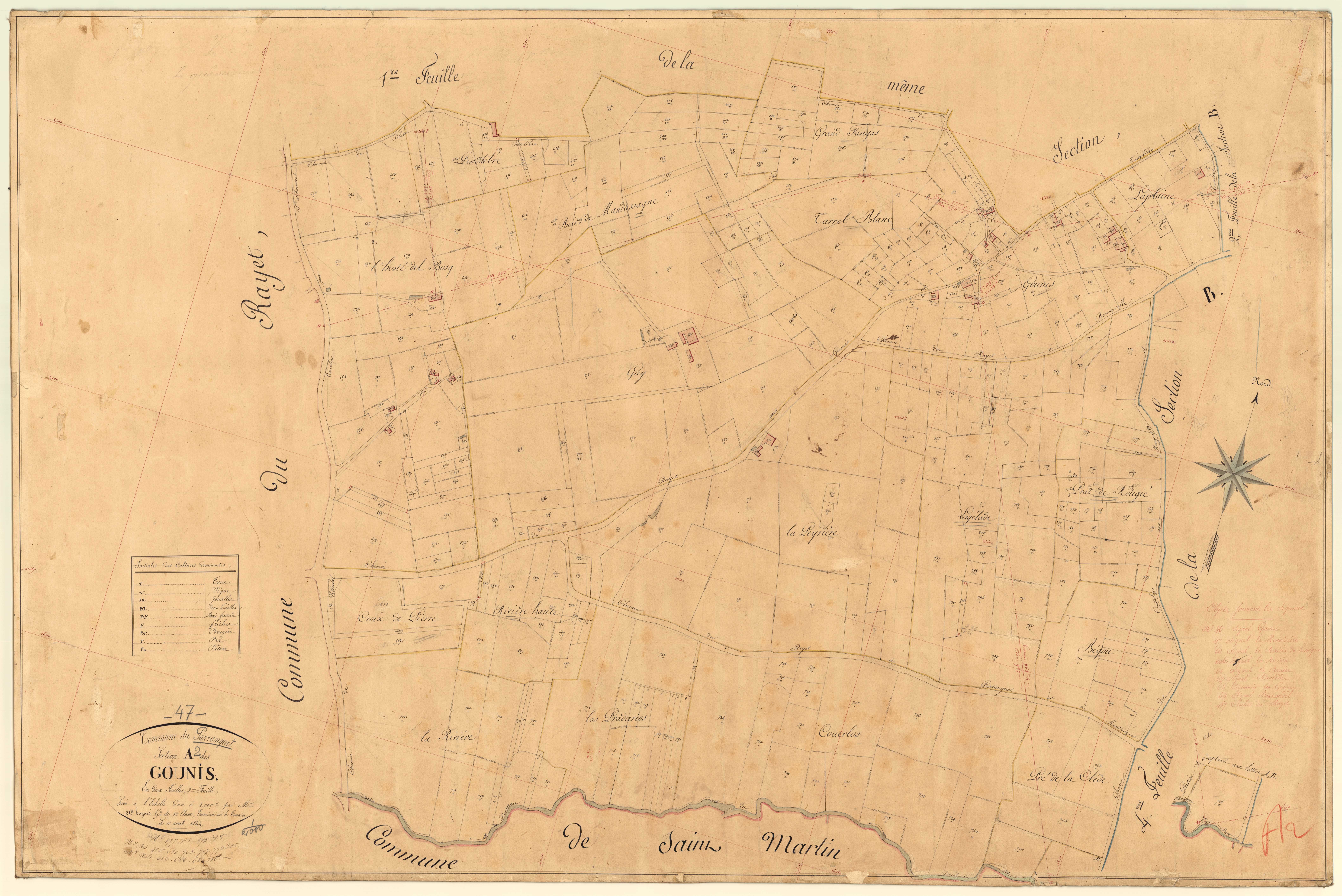 Plan napoléonien, feuille préparatoire-A2 Gounis, Parranquet