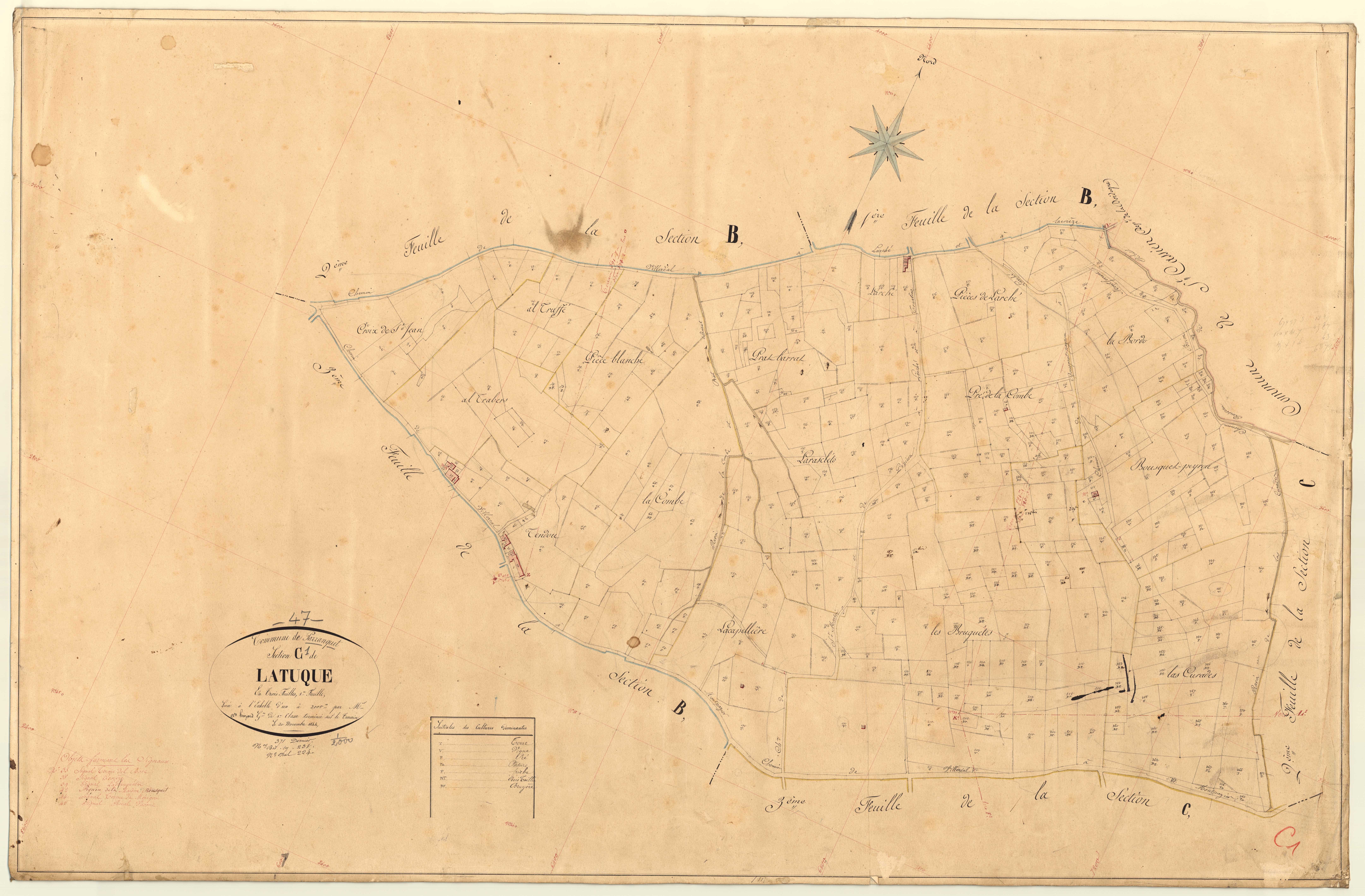 Plan napoléonien, feuille préparatoire-C1 Latuque, Parranquet