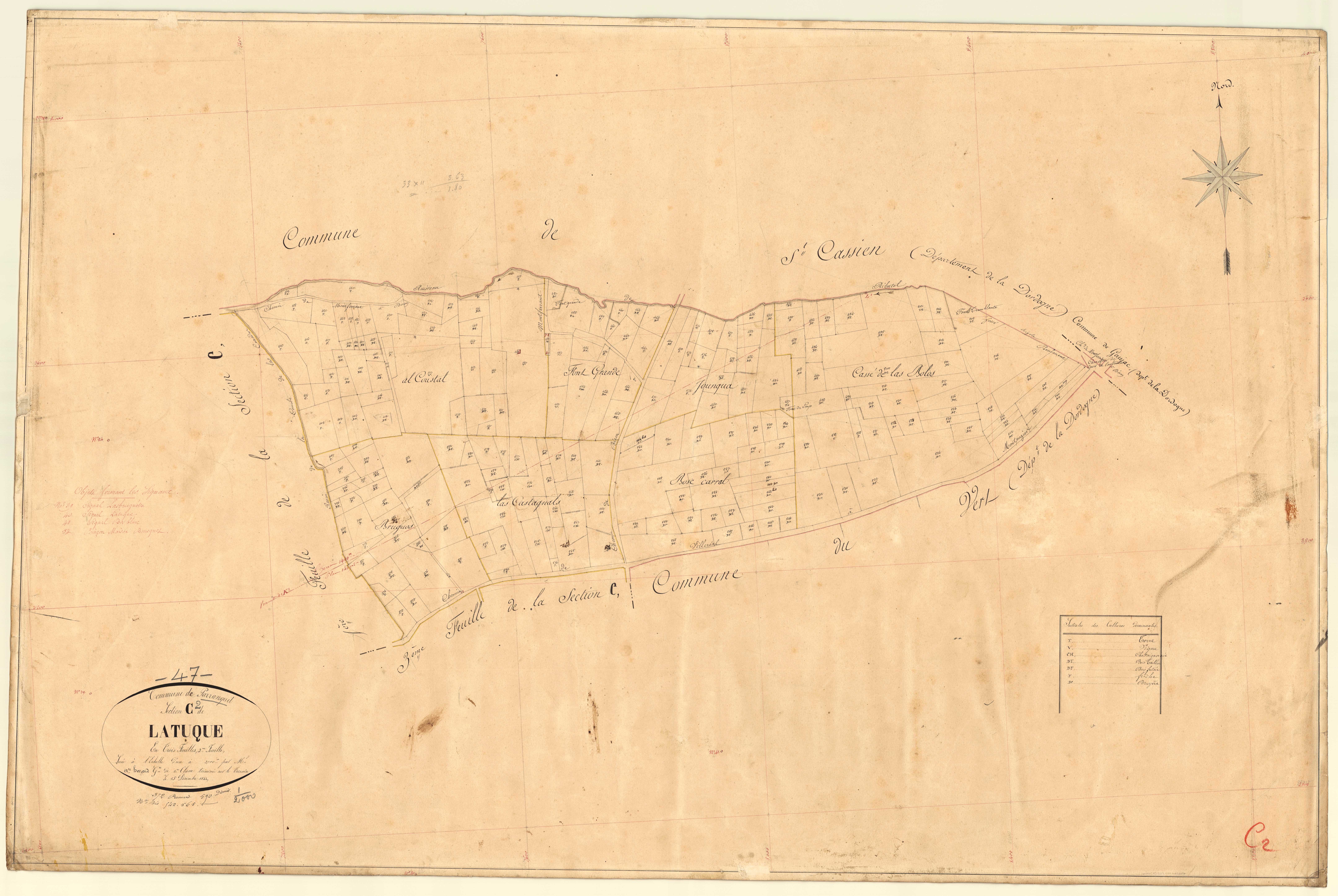 Plan napoléonien, feuille préparatoire-C2 Latuque, Parranquet