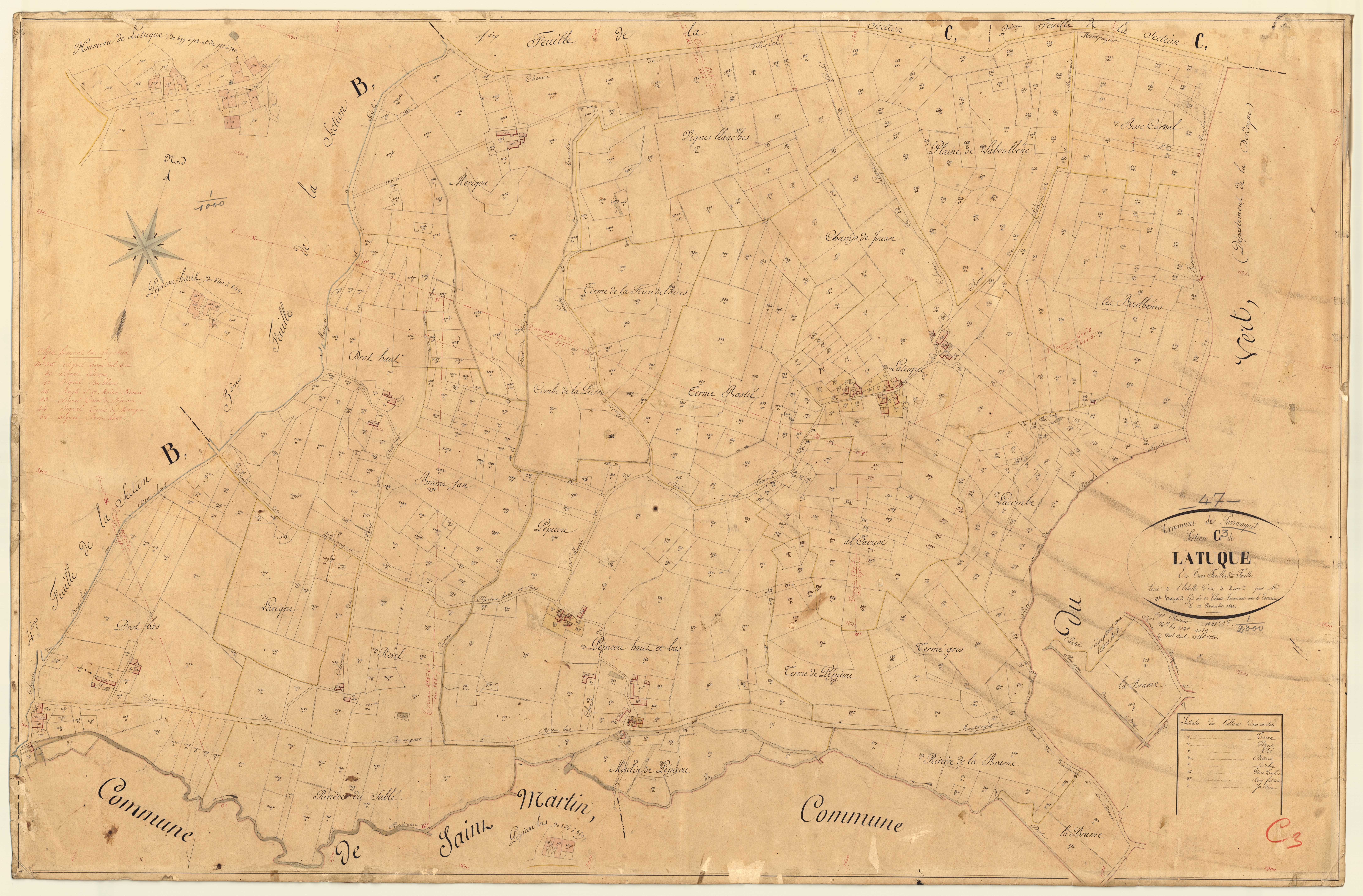 Plan napoléonien, feuille préparatoire-C3 Latuque, Parranquet